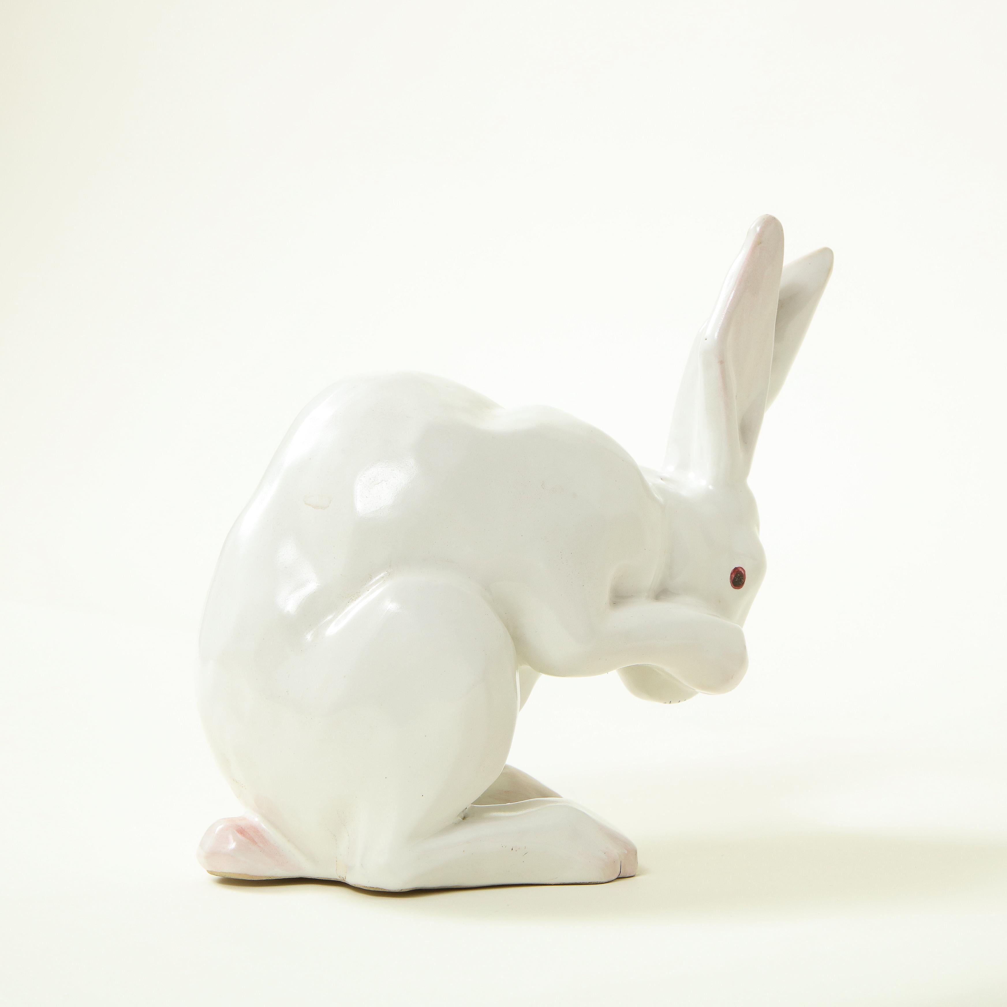 French Ceramic Crouching Rabbit 4