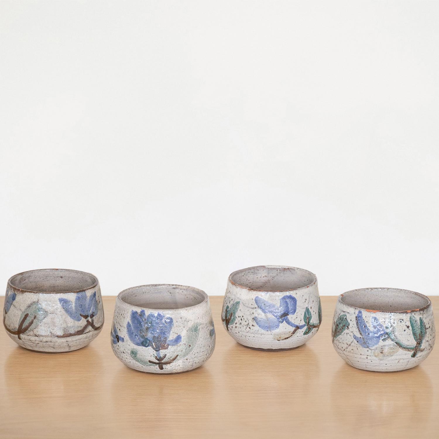 Mid-20th Century French Ceramic Cups by Gustave Reynaud, Set of Four