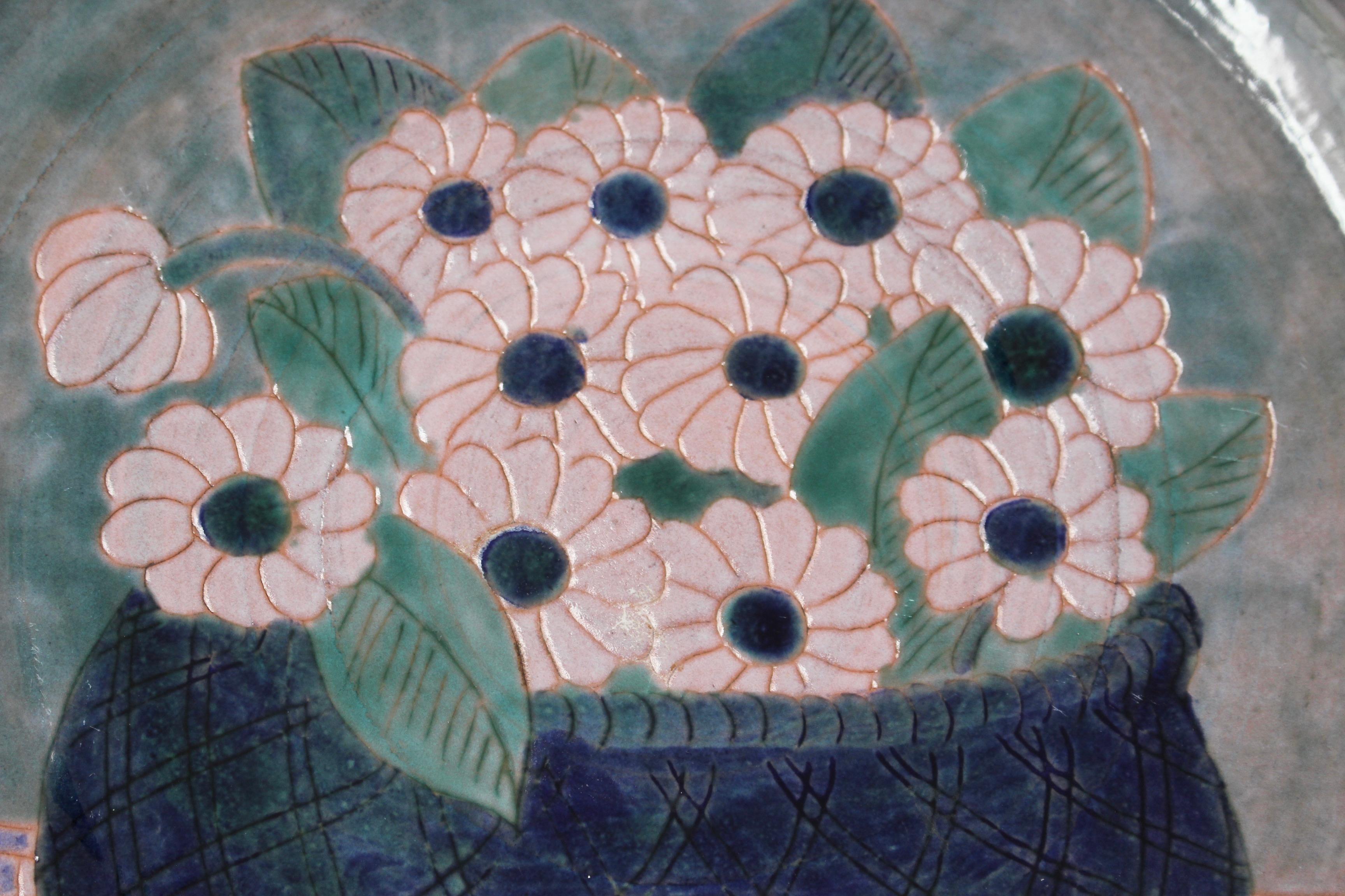 Dekorative französische Keramikplatte von Frres Cloutier, ca. 1970er Jahre im Angebot 3