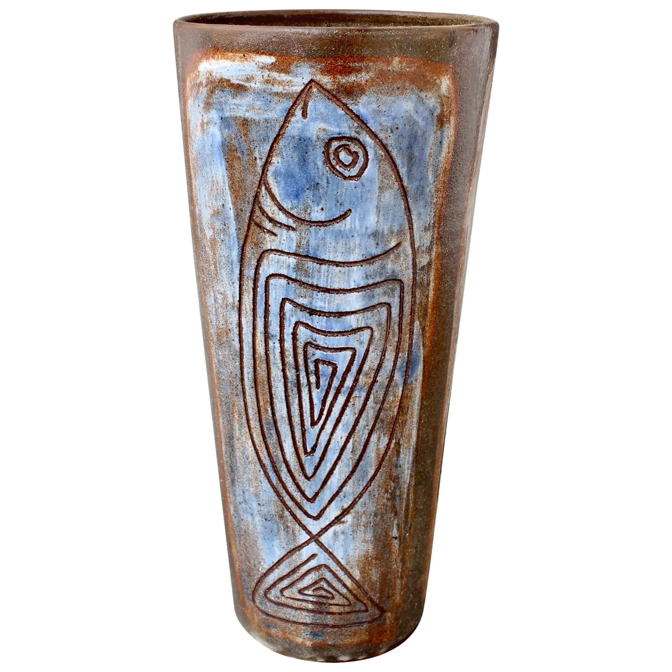 French Ceramic Decorative Vase by Alexandre Kostanda, circa 1960s
