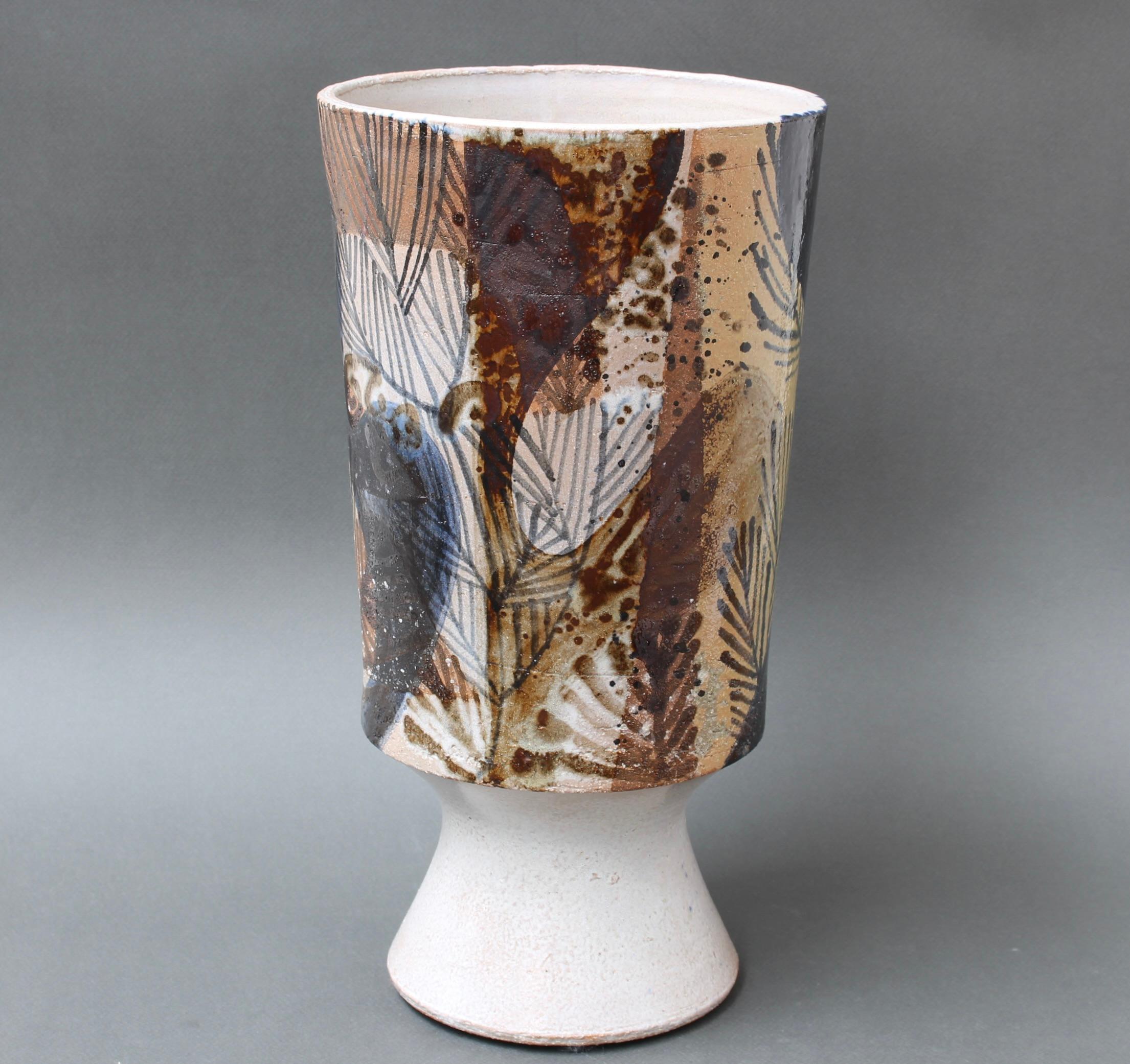 Late 20th Century French Ceramic Decorative Vase by Jean Derval '1990', Large For Sale