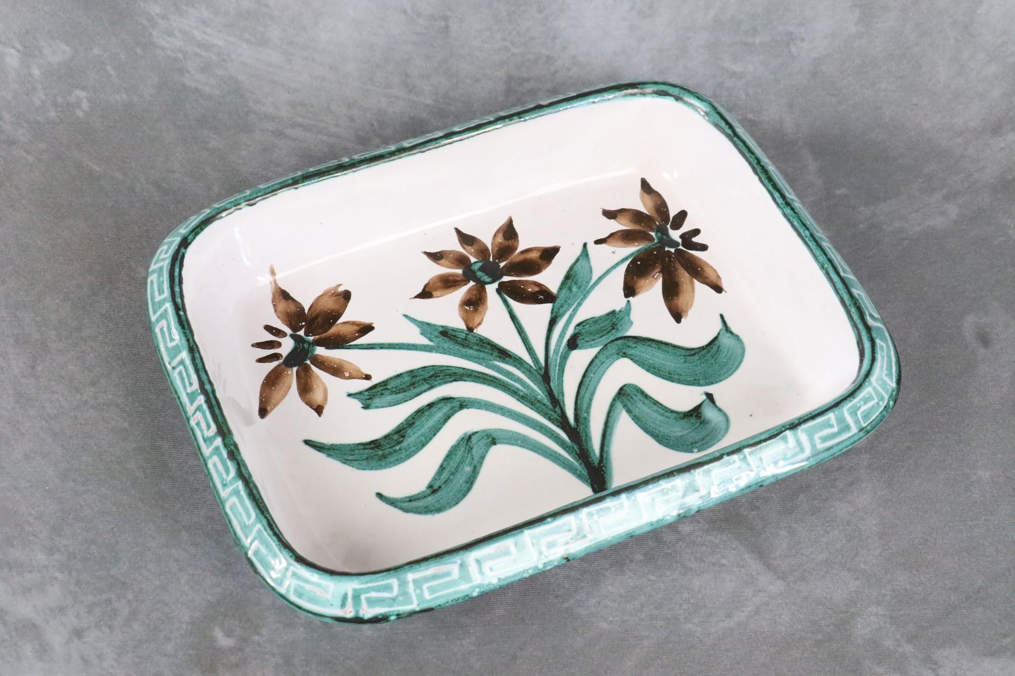 Enameled French Ceramic Dish by Robert Picault, Signed, Vallauris, France, 1950s