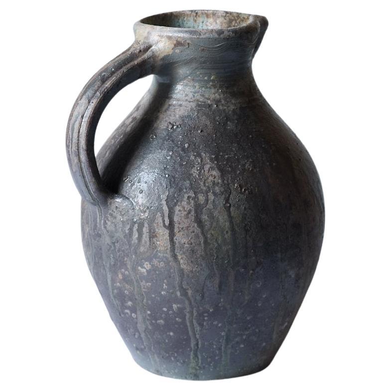 French ceramic drip glaze pitcher, 1950s
