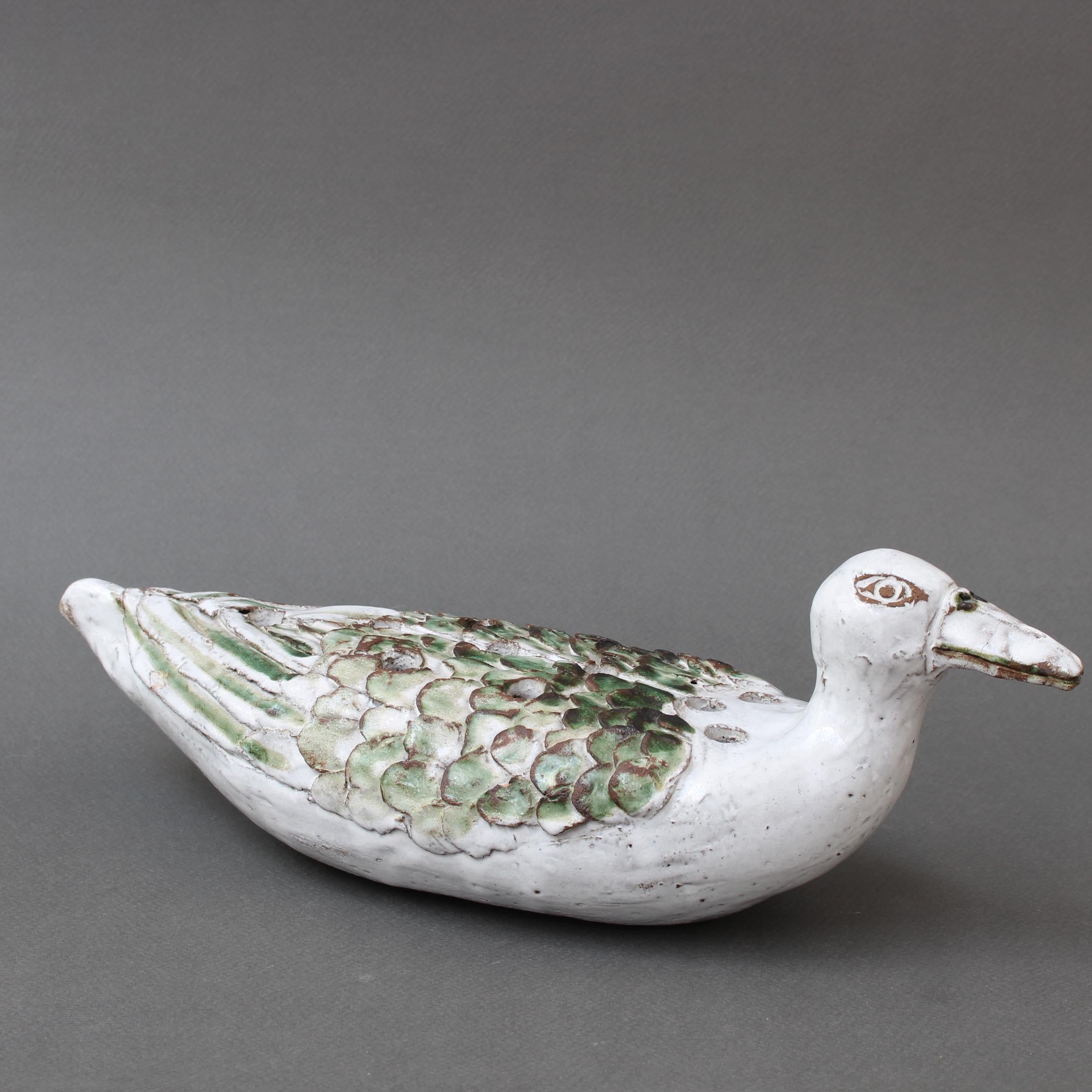 French Ceramic Duck Flower Vase by Albert Thiry '1994' In Good Condition For Sale In London, GB