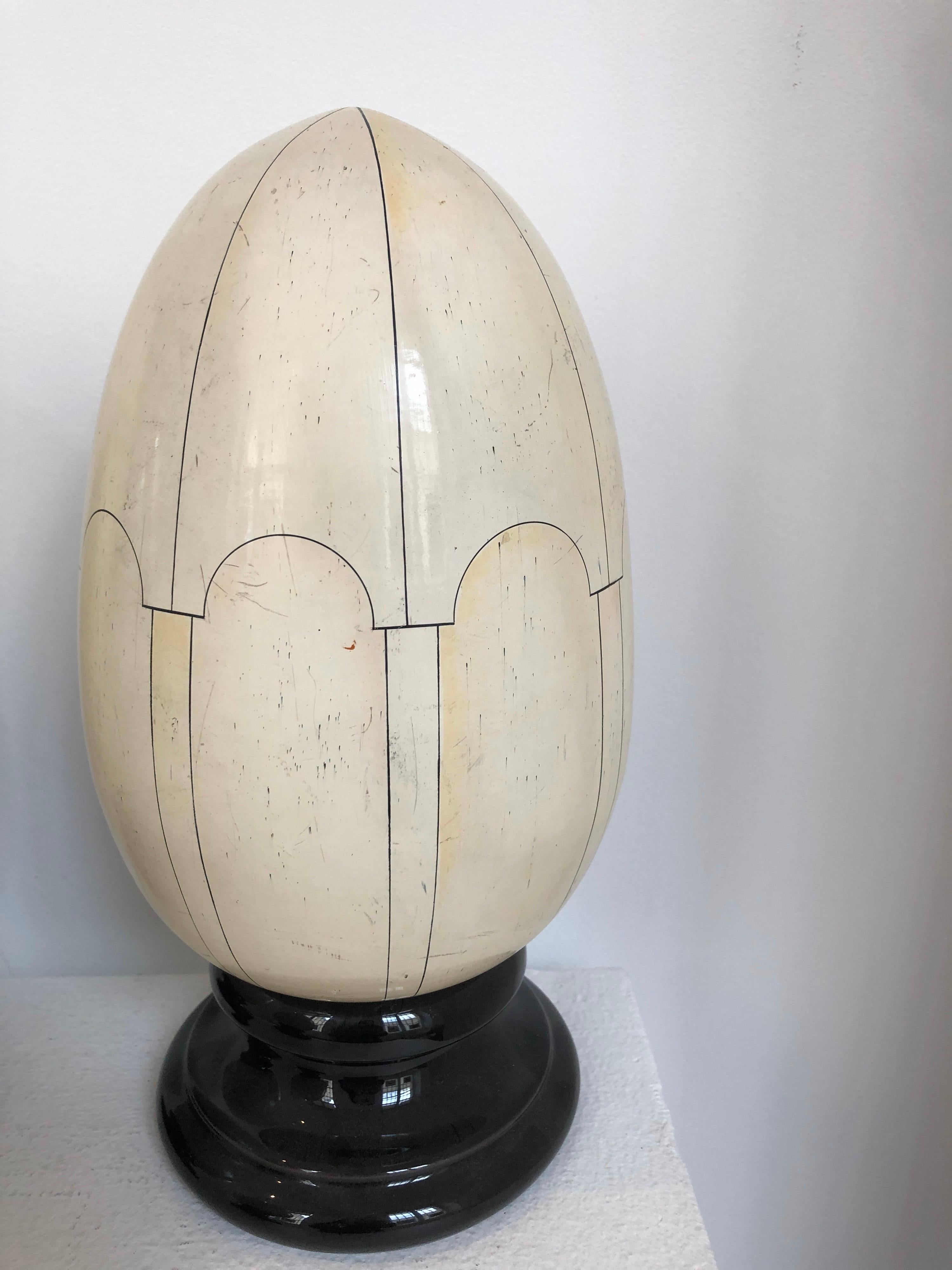 Mid-20th Century French Ceramic Egg Trompe l'oeil Faux Ivory, Signed Jean Roger, 1960