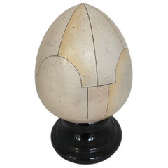 Antique French Ceramic Egg Trompe l'oeil Faux Ivory, Signed Jean Roger, 1960