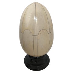French Ceramic Egg Trompe l'oeil Faux Ivory, Signed Jean Roger, 1960