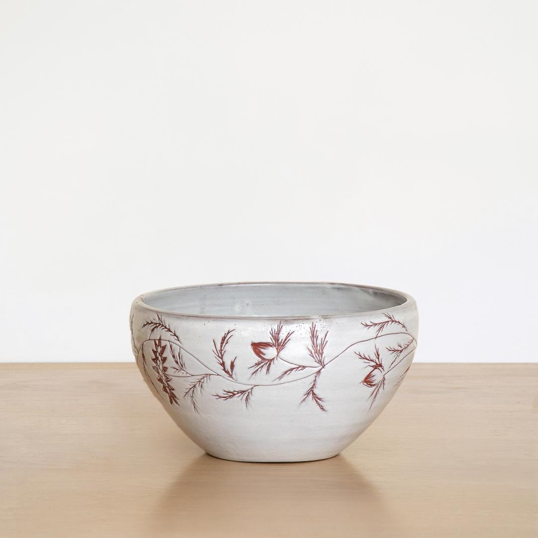 Mid-Century Modern French Ceramic Etched Bowl