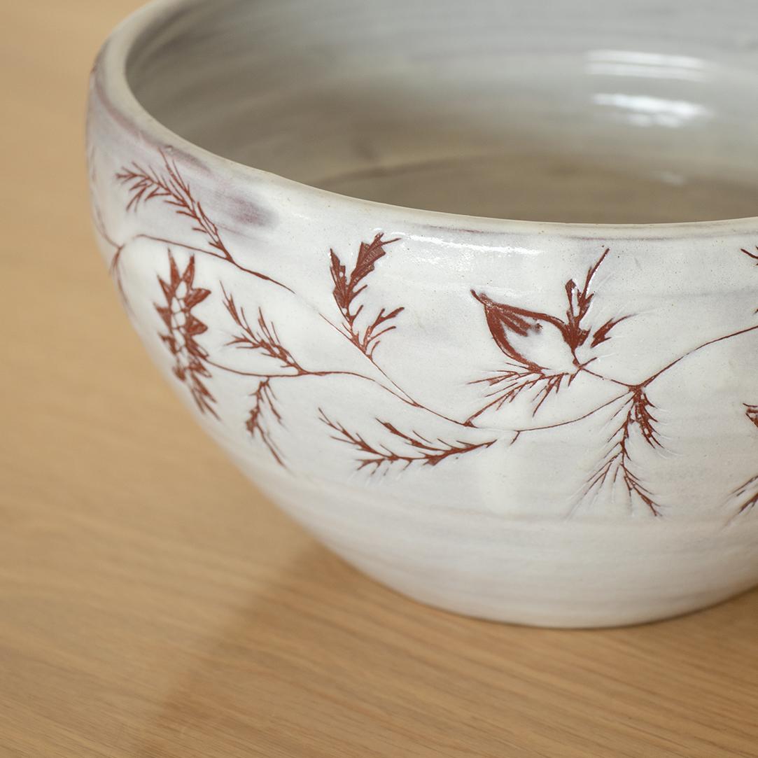 20th Century French Ceramic Etched Bowl