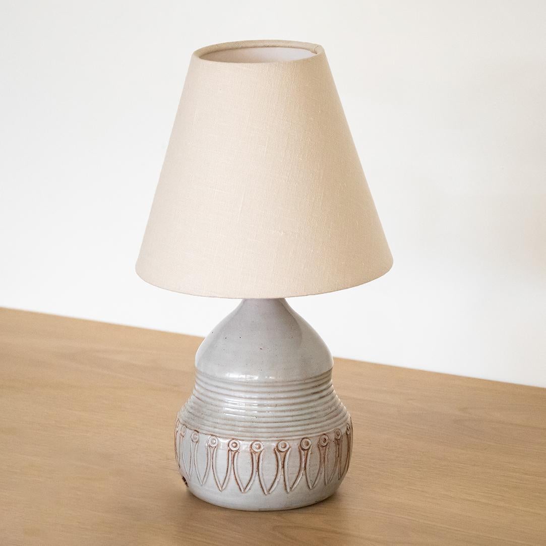 French Ceramic Etched Lamp In Good Condition In Los Angeles, CA