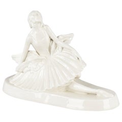 French Ceramic Figurine of Ballerina Anna Pavlova Signed Genevieve Granger 1930s