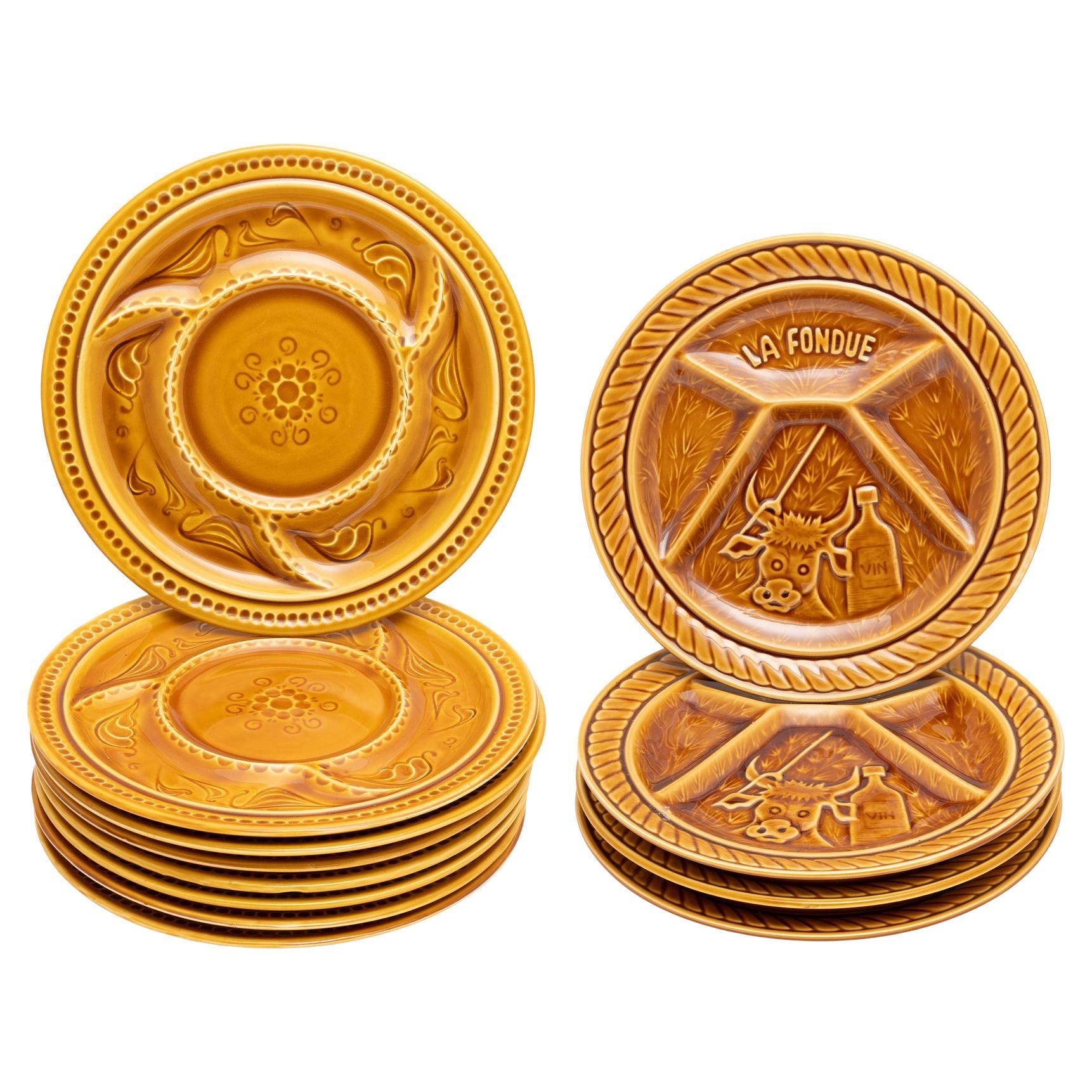 French Ceramic Fondue Plate Collection For Sale