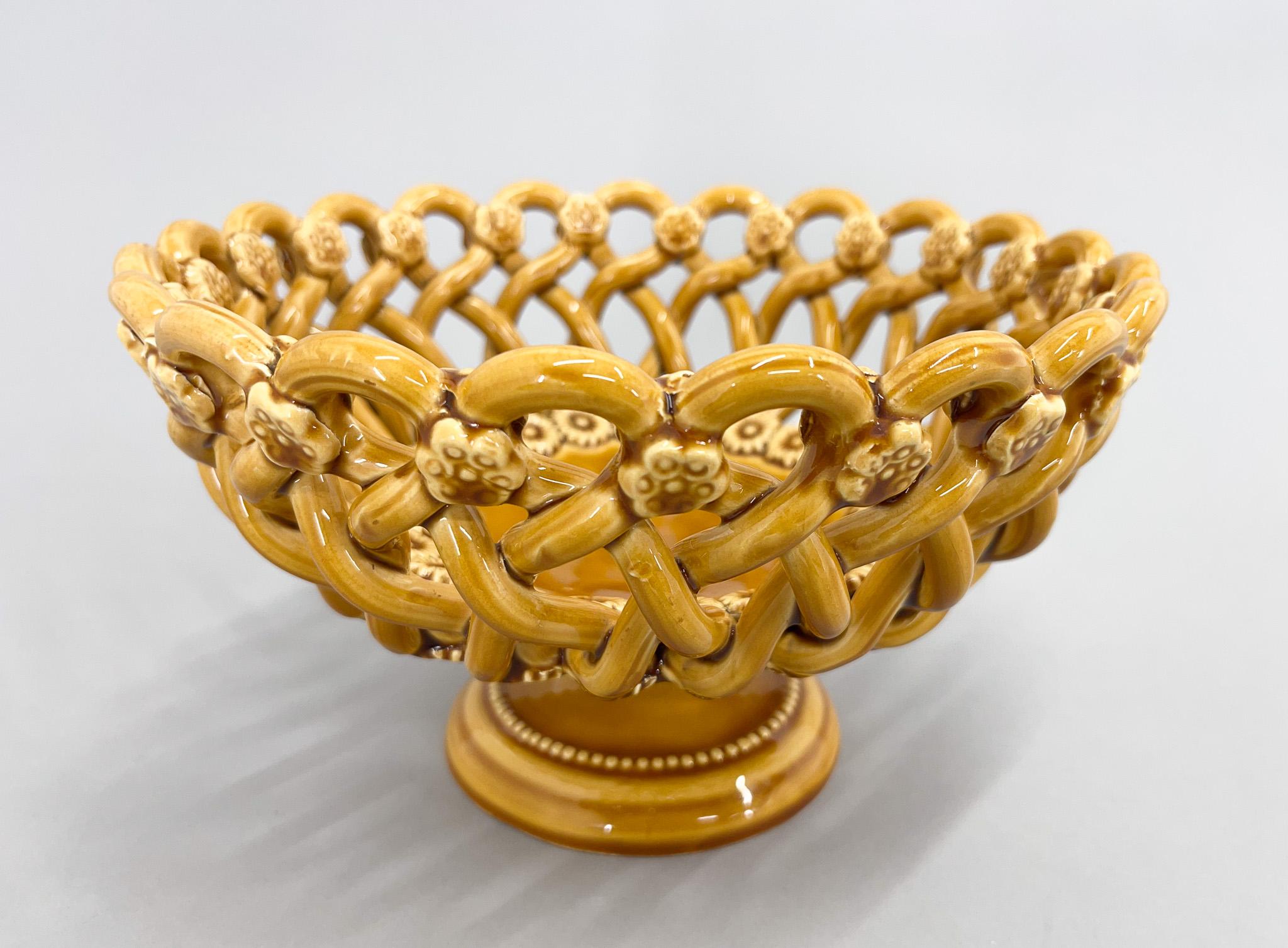 Glazed French Ceramic Fruit Bowl Signed Pichon Uzes Pottery  For Sale