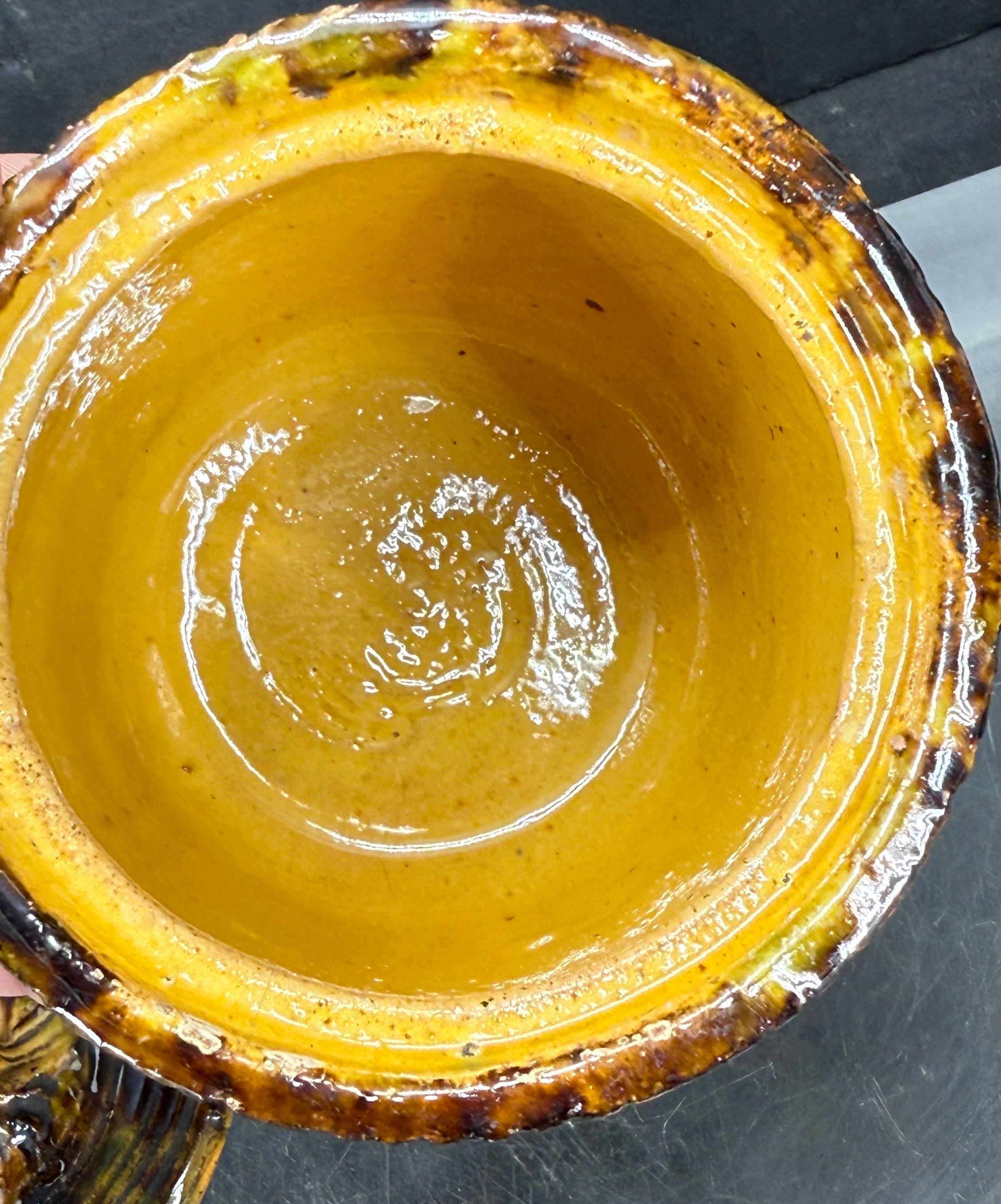 Vaso in ceramica francese smaltata Faux Boi con coperchio, anni '60 circa in vendita 3