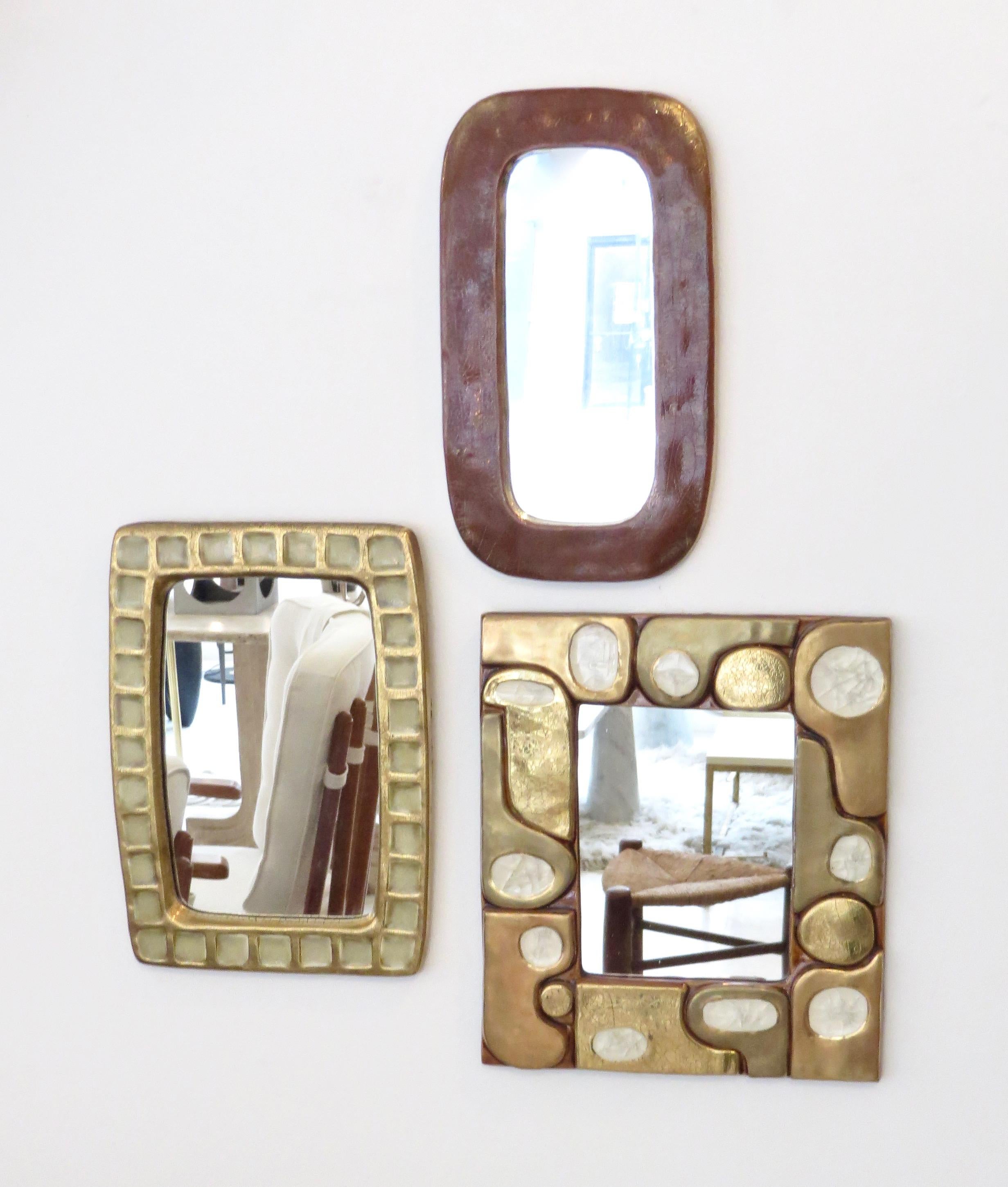 Mithé Espelt Céramique française émaillée or craquelé et miroir cristallin blanc 1