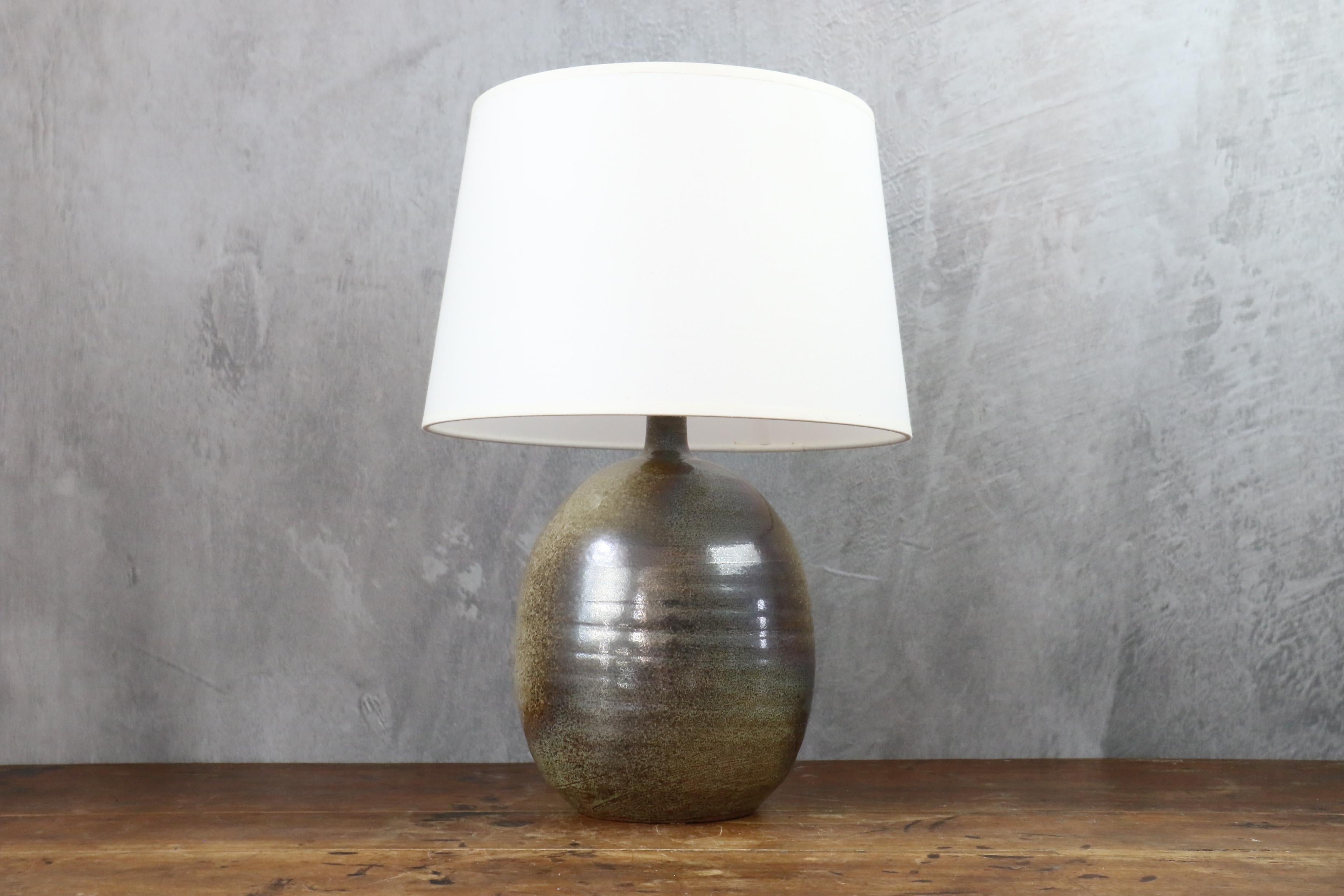 Hand-Crafted French ceramic lamp by Roland Zobel, 1960, era Capron, Jouve, Ruelland For Sale