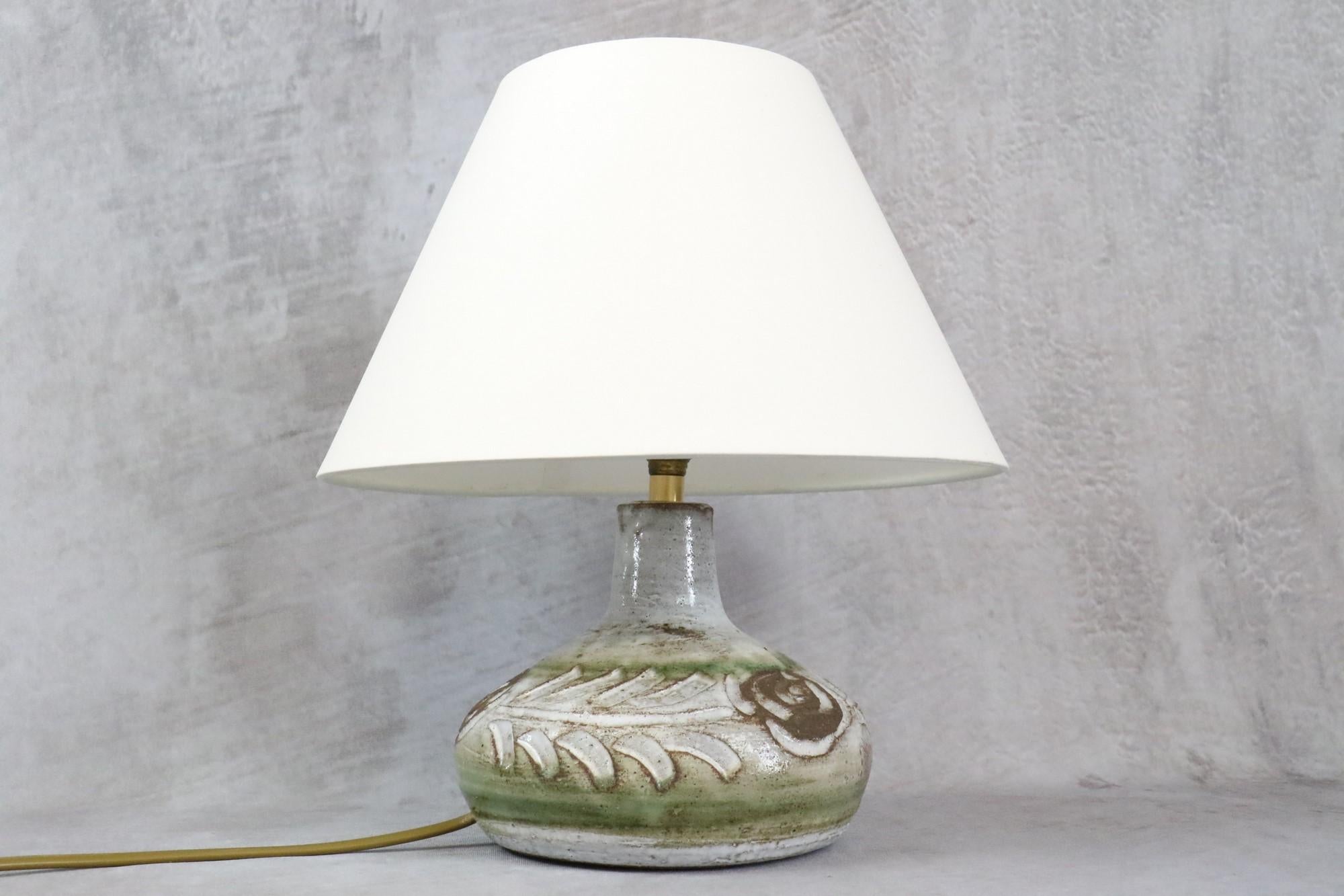 Enameled French Ceramic Lamp Mid-Century Modern by Albert Thiry, 1960s, Era Blin For Sale