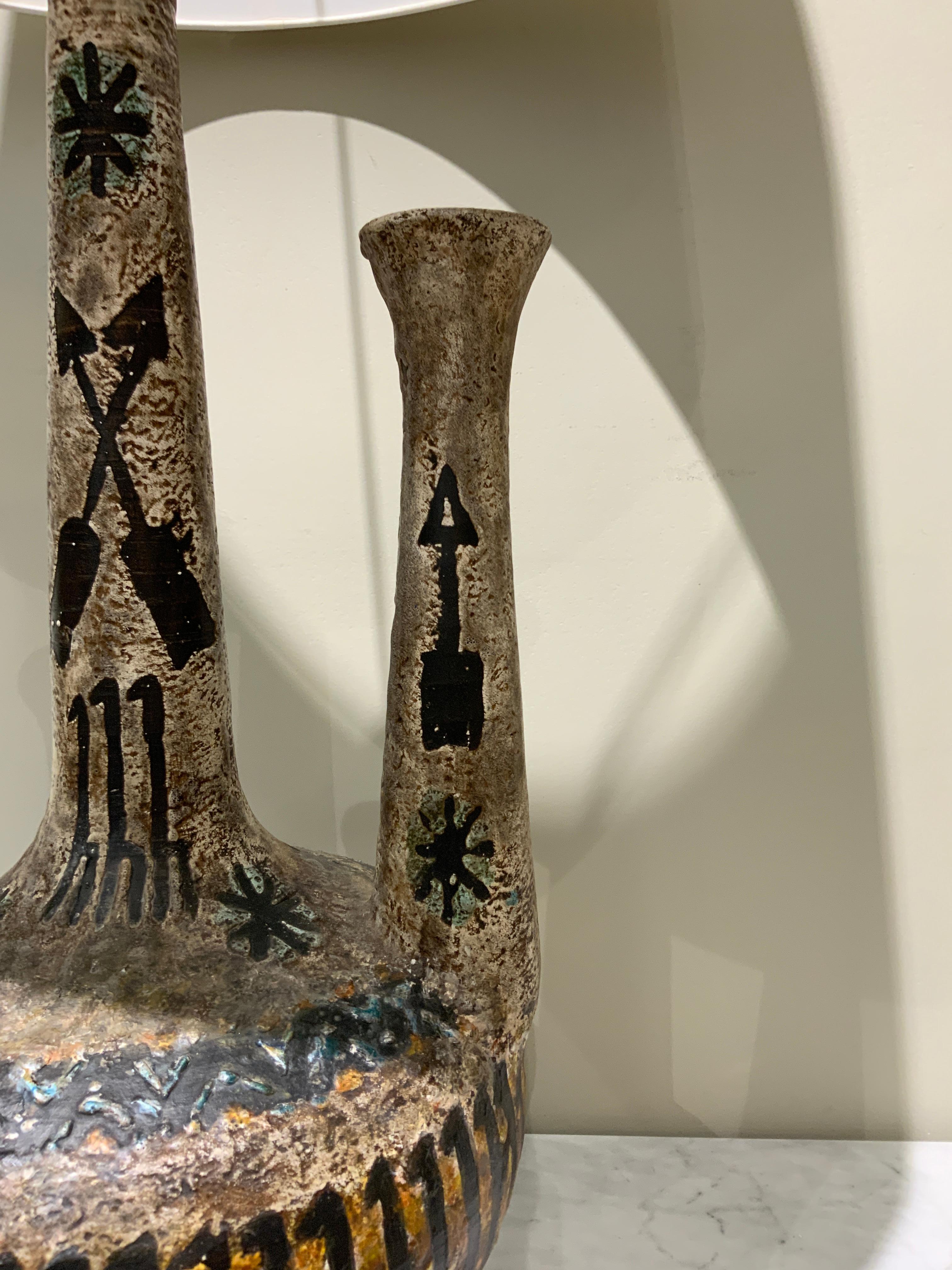 Lámpara de cerámica francesa Rene Bluet circa 1950 Moderno de mediados de siglo en venta