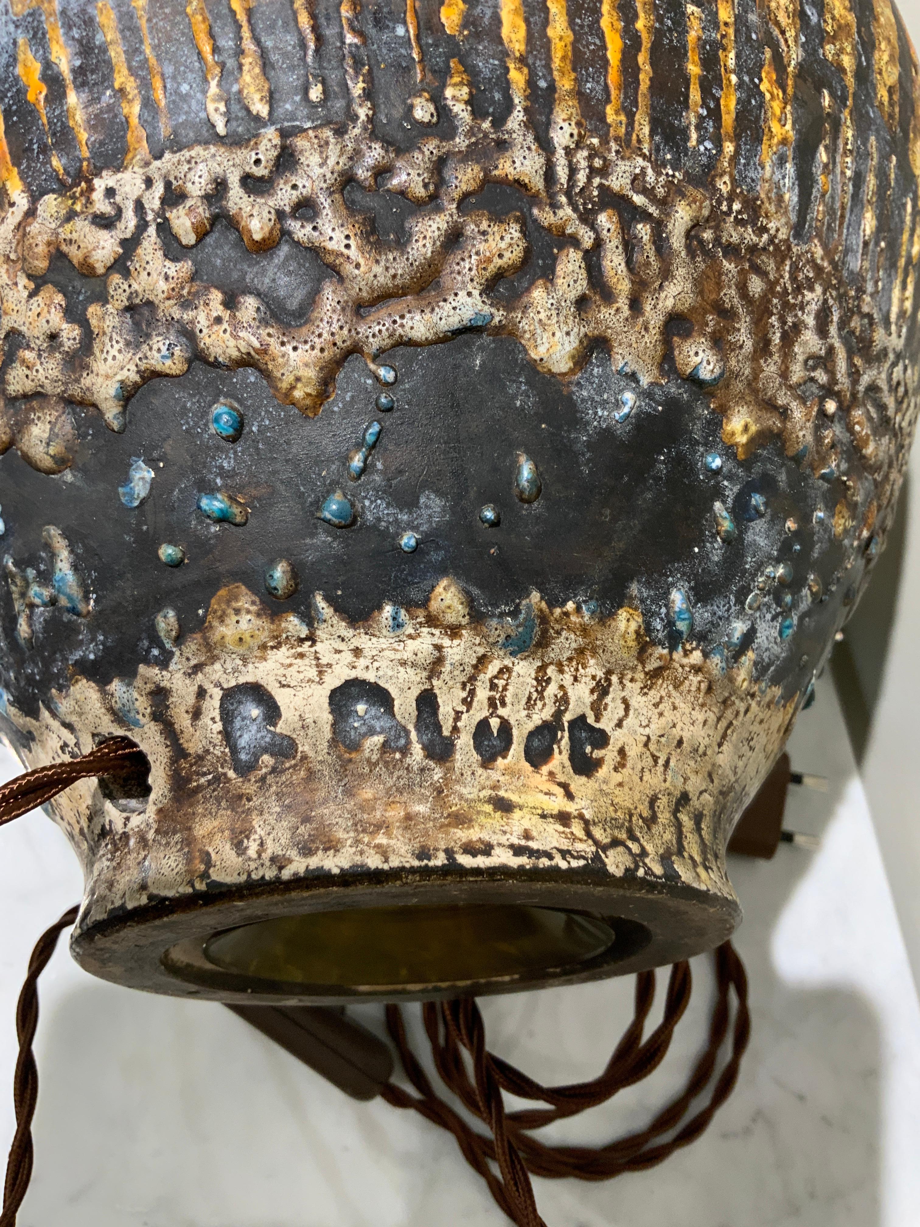 Lámpara de cerámica francesa Rene Bluet circa 1950 mediados del siglo XX en venta