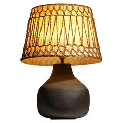 French Ceramic Lamp Signed JB in Brown Clay from the 1960s Freeform