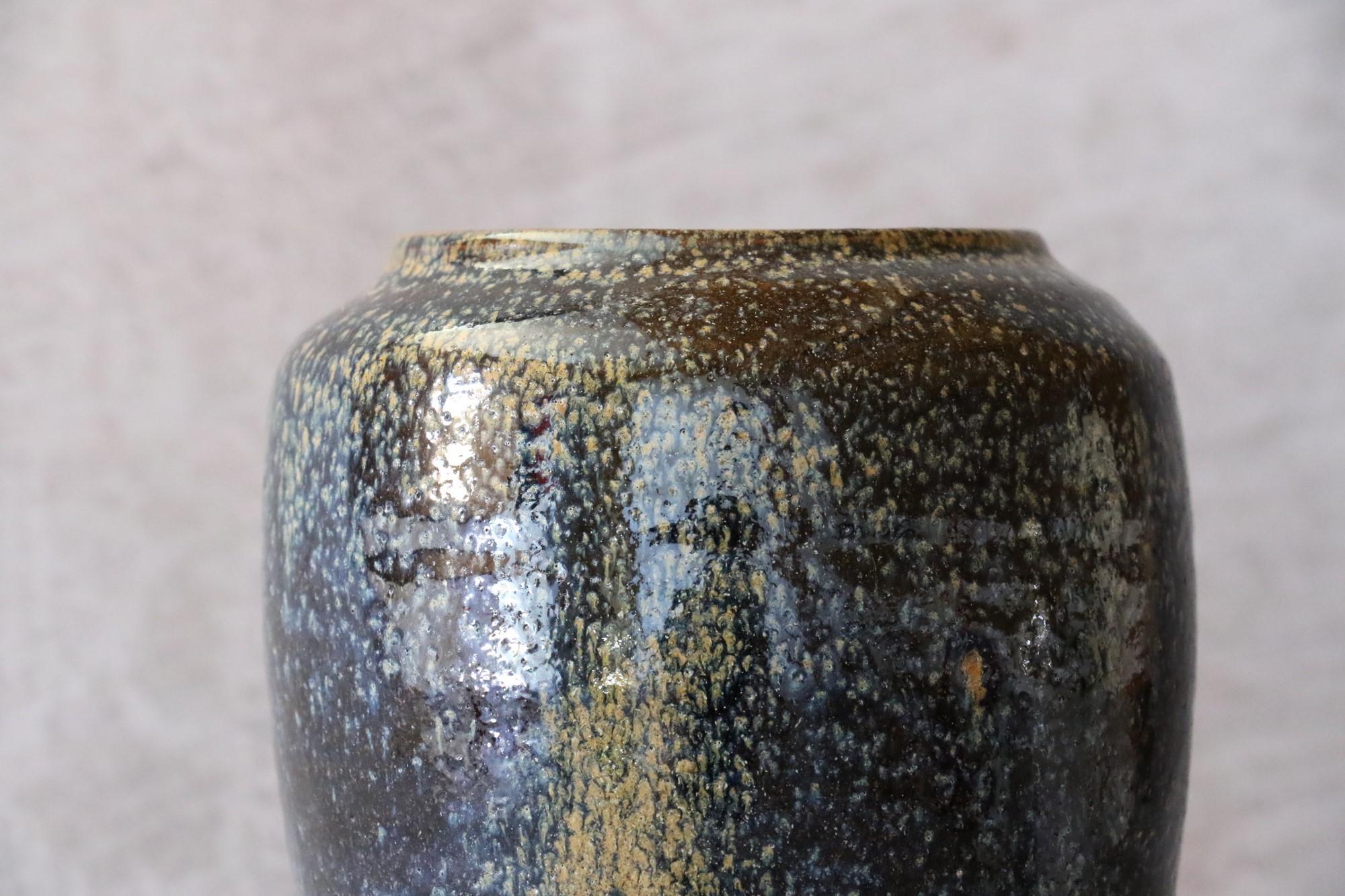 French Ceramic Large blue and ochre vase by Marc Uzan - circa 2000 For Sale 2