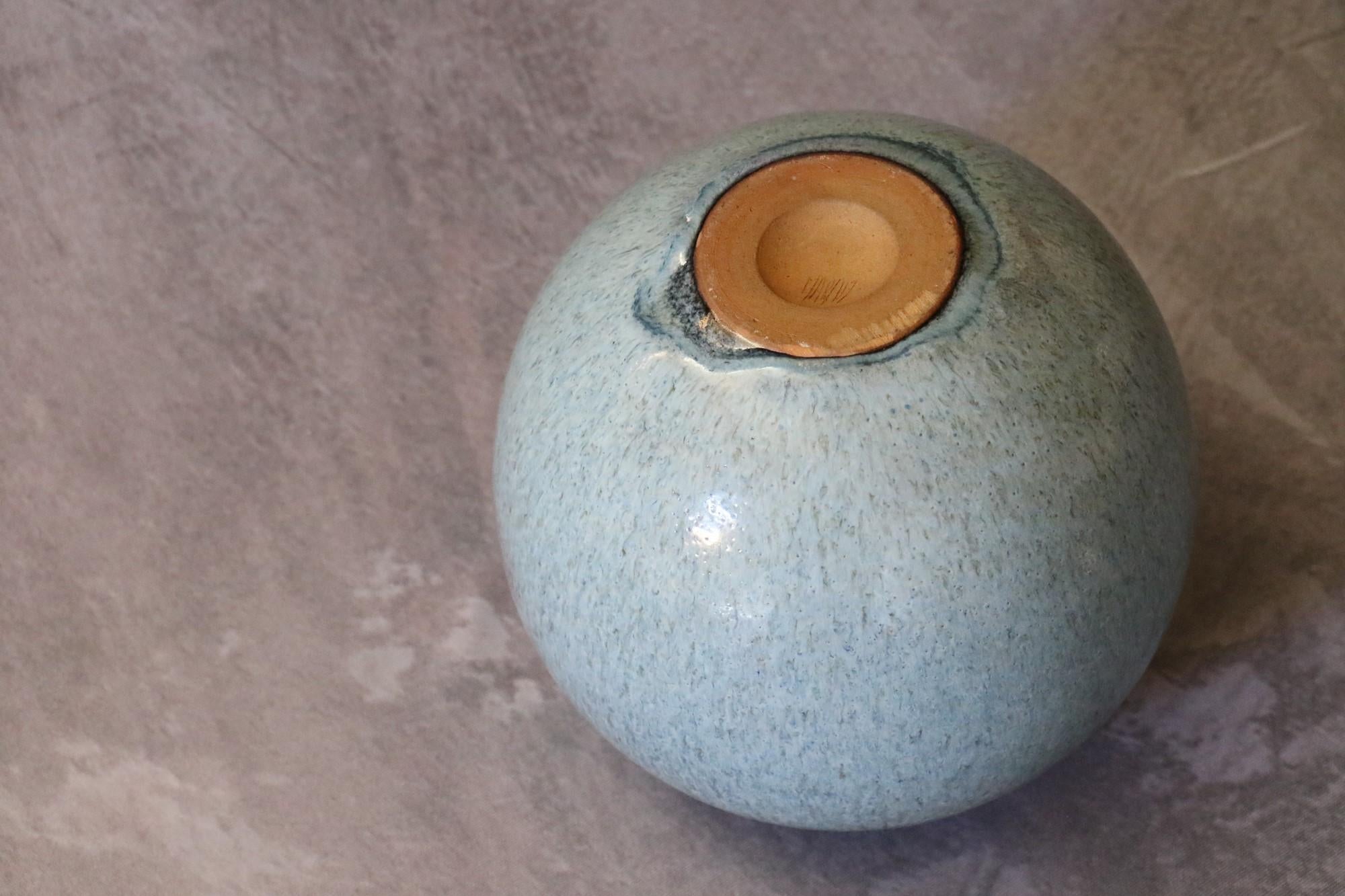 French Ceramic Large blue ball vase by Marc Uzan, circa 2000 For Sale 4