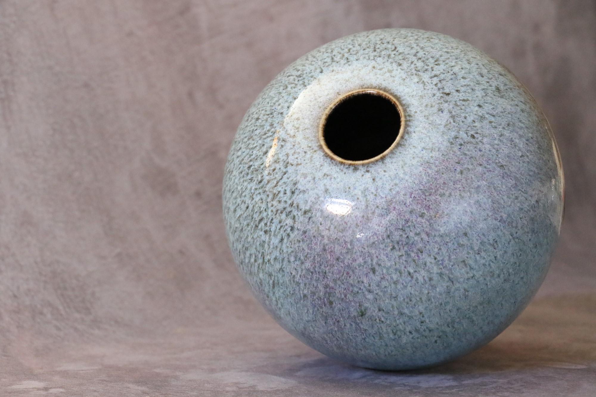 Mid-Century Modern French Ceramic Large blue ball vase by Marc Uzan, circa 2000 For Sale