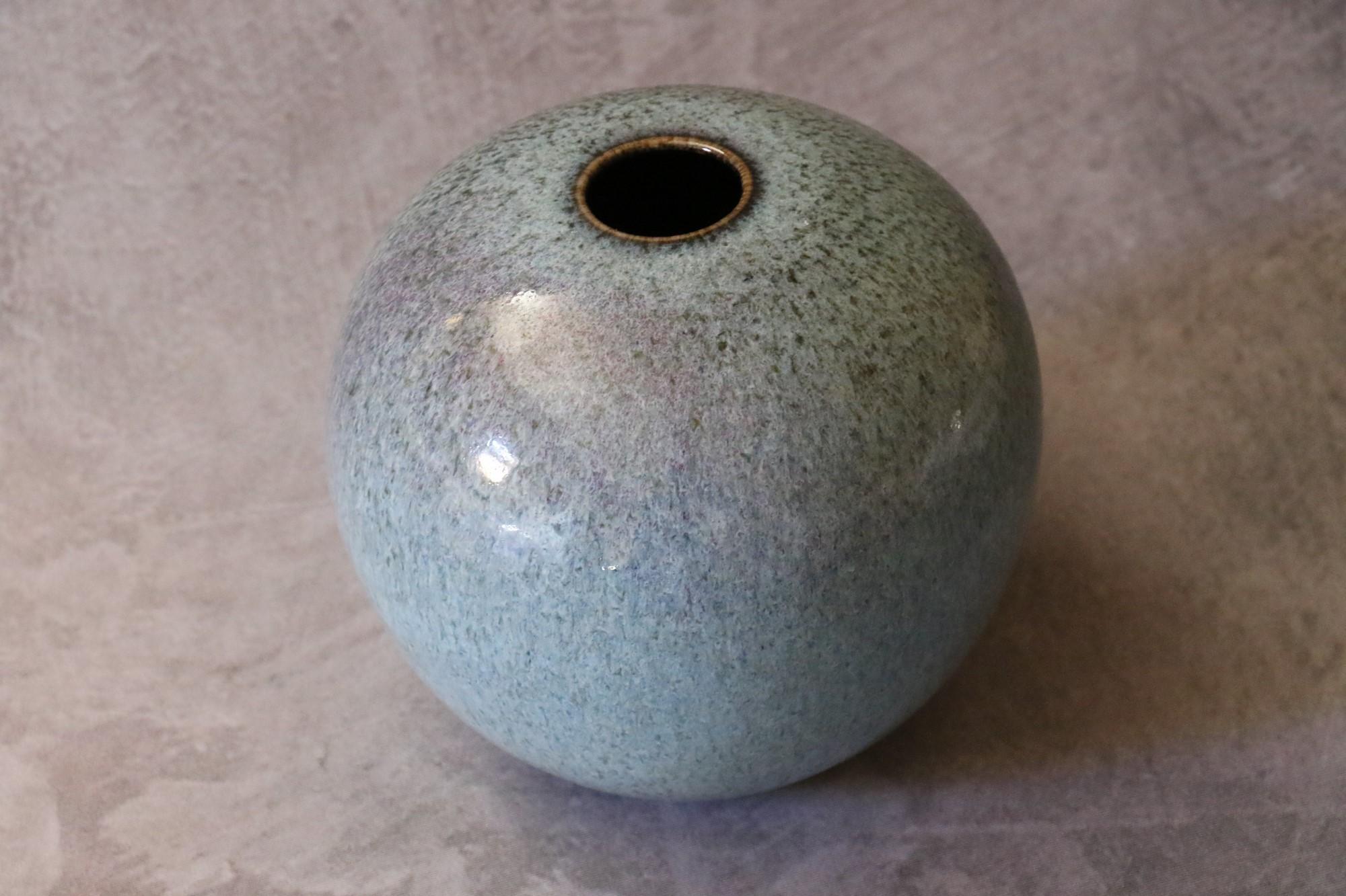 Contemporary French Ceramic Large blue ball vase by Marc Uzan, circa 2000 For Sale