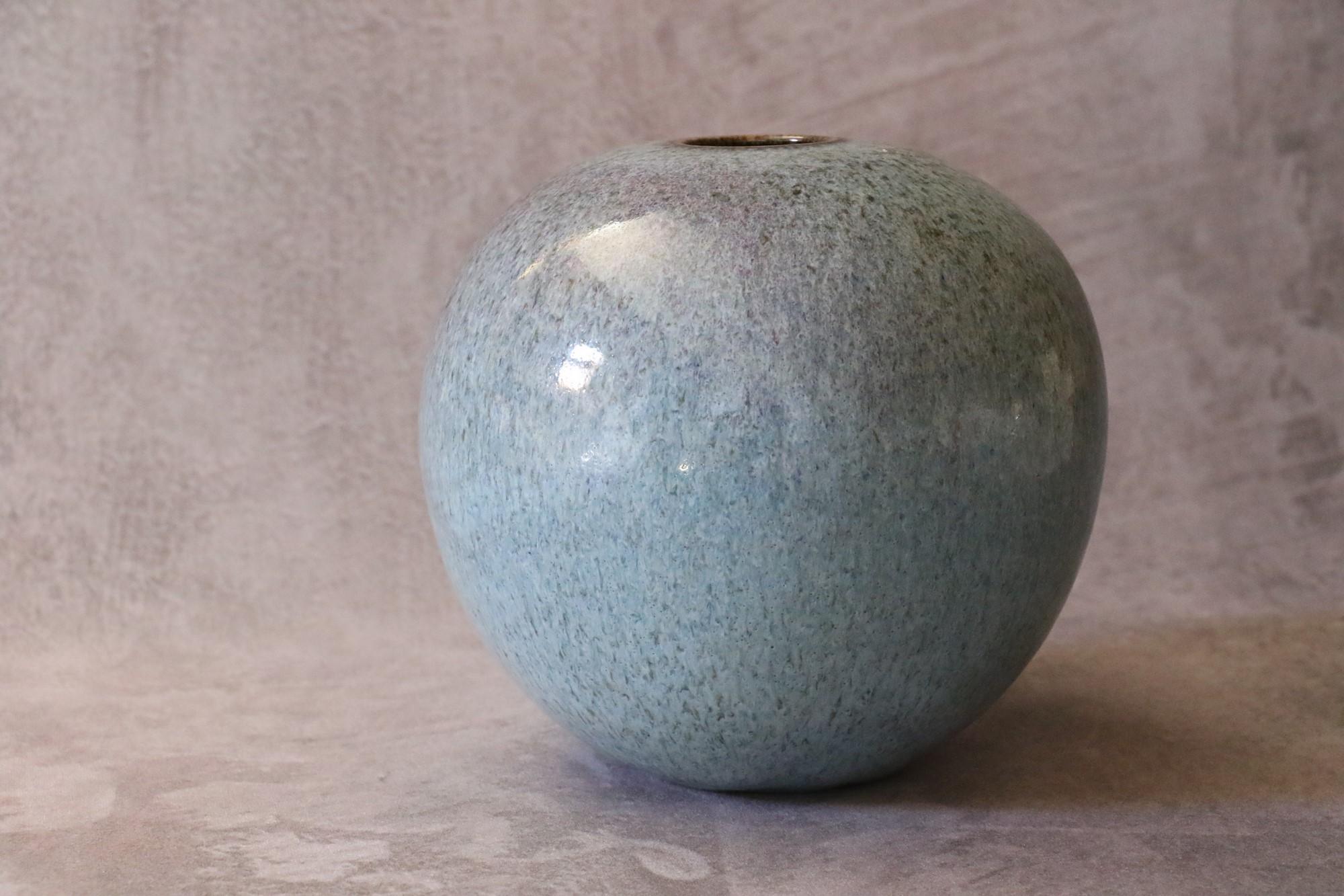 French Ceramic Large blue ball vase by Marc Uzan, circa 2000 For Sale 1