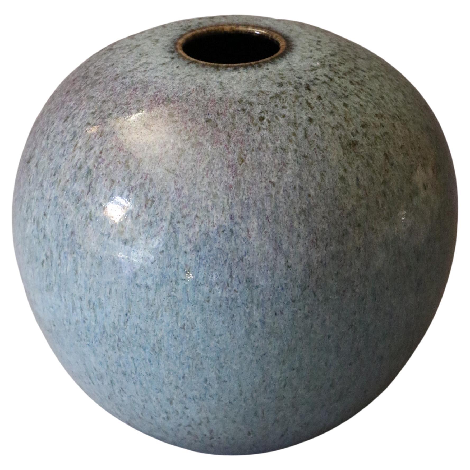 French Ceramic Large blue ball vase by Marc Uzan, circa 2000 For Sale