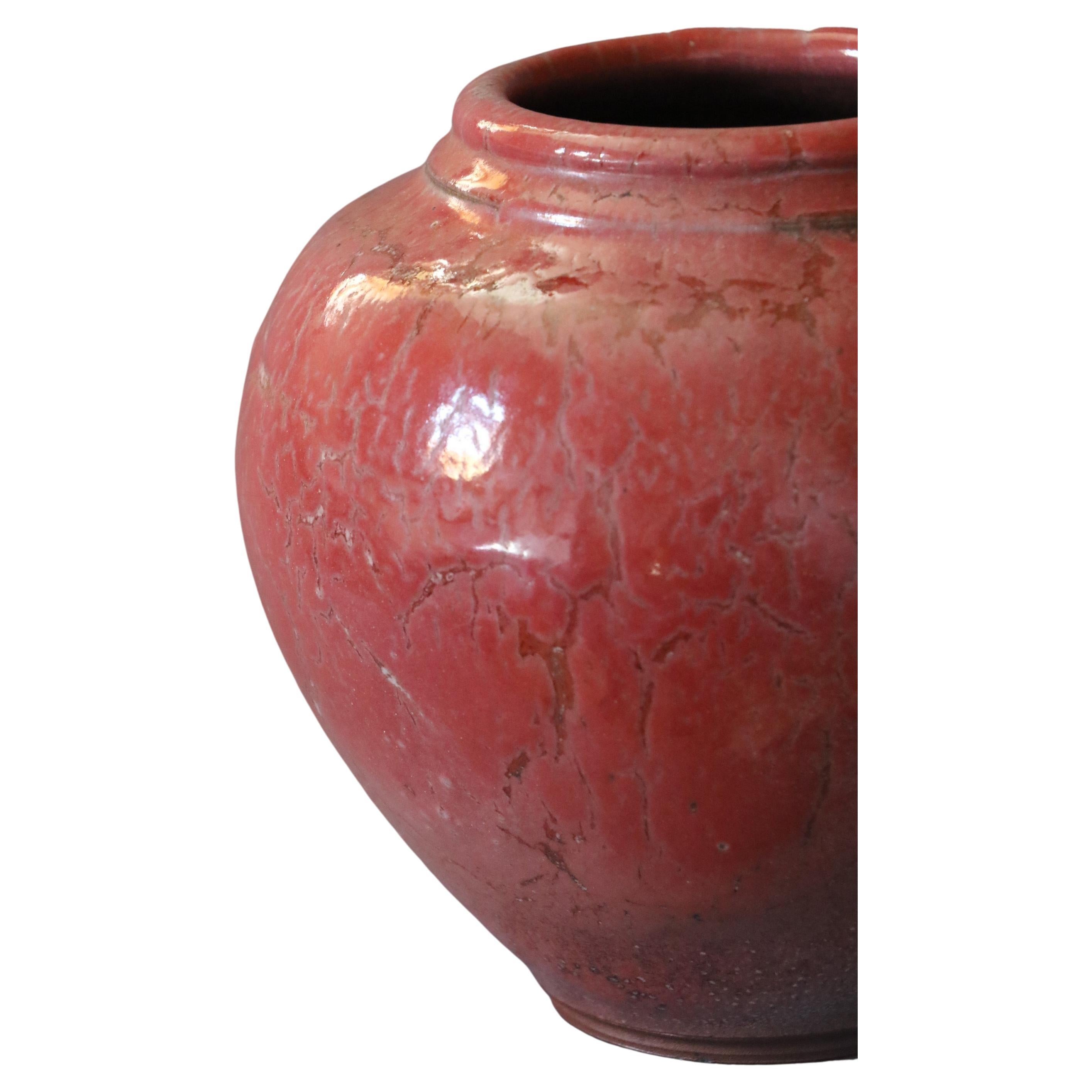 Mid-Century Modern French Ceramic Large Red Vase by Marc Uzan, circa 2000 For Sale