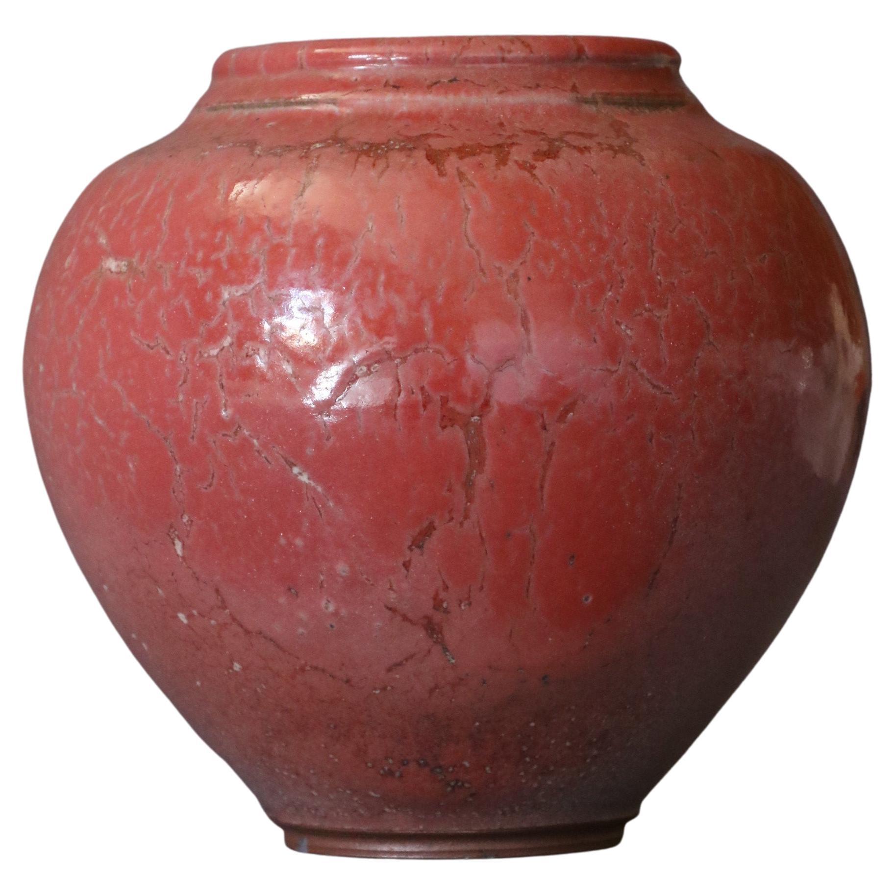 Enameled French Ceramic Large Red Vase by Marc Uzan, circa 2000 For Sale