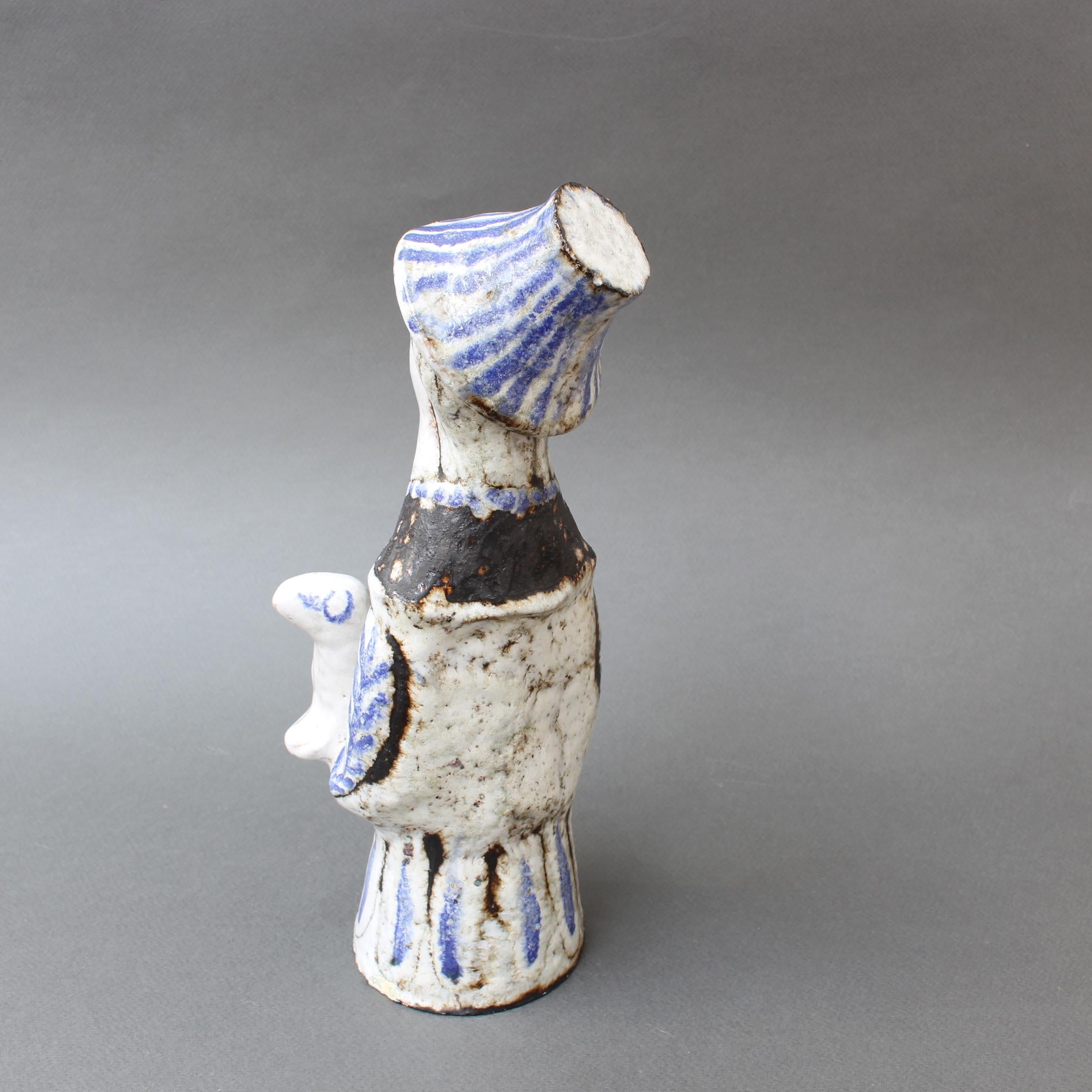 Mid-20th Century French Ceramic Man with a Lamb by Jean Derval, circa 1950s
