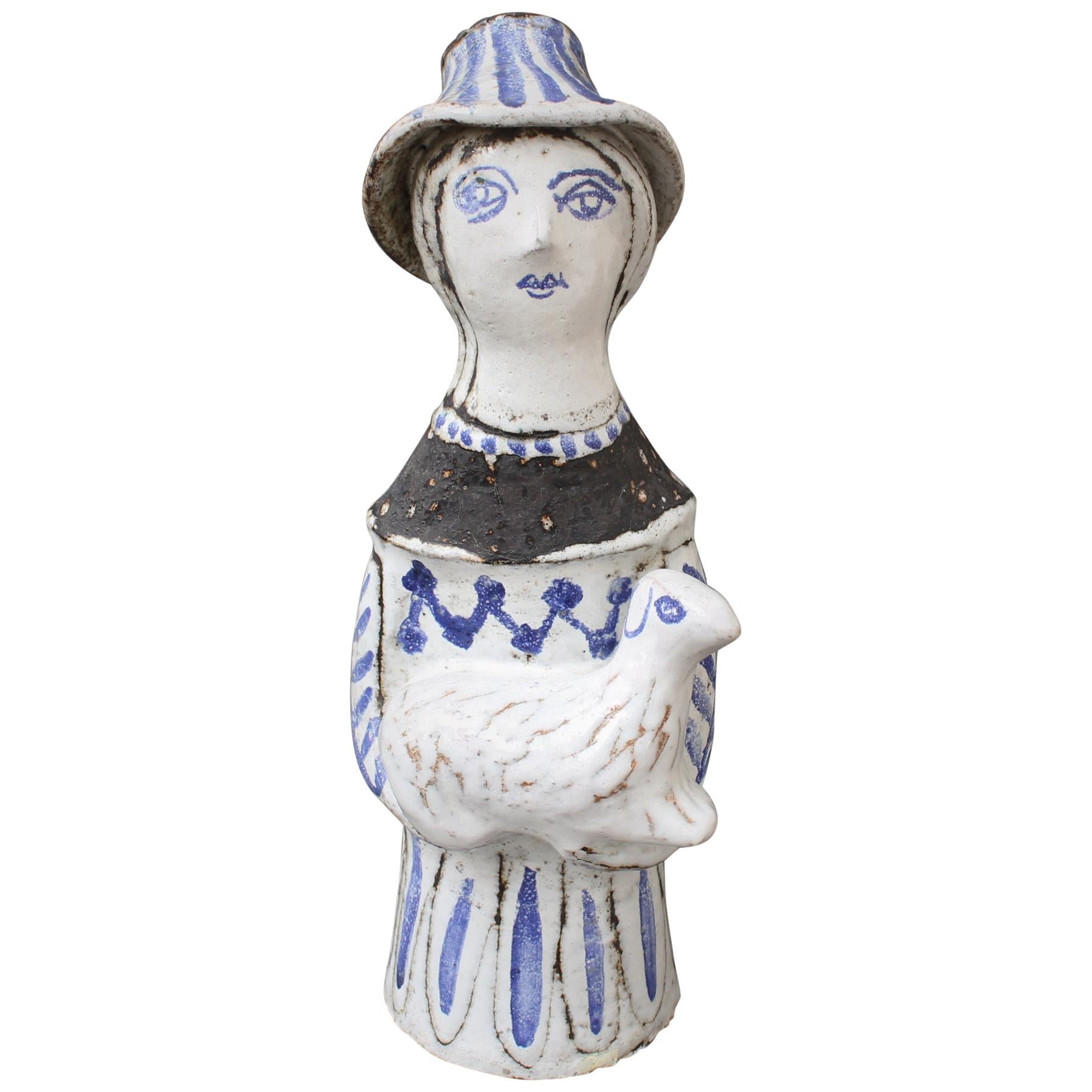 French Ceramic Man with a Lamb by Jean Derval, circa 1950s