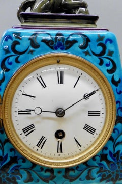 Reloj de chimenea de cerámica francesa con decoración china