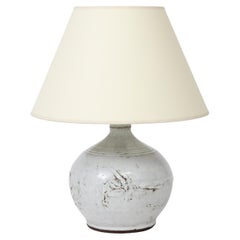 French Ceramic Mid Century Lamp with Custom Made Paper Shade, France, c. 1950