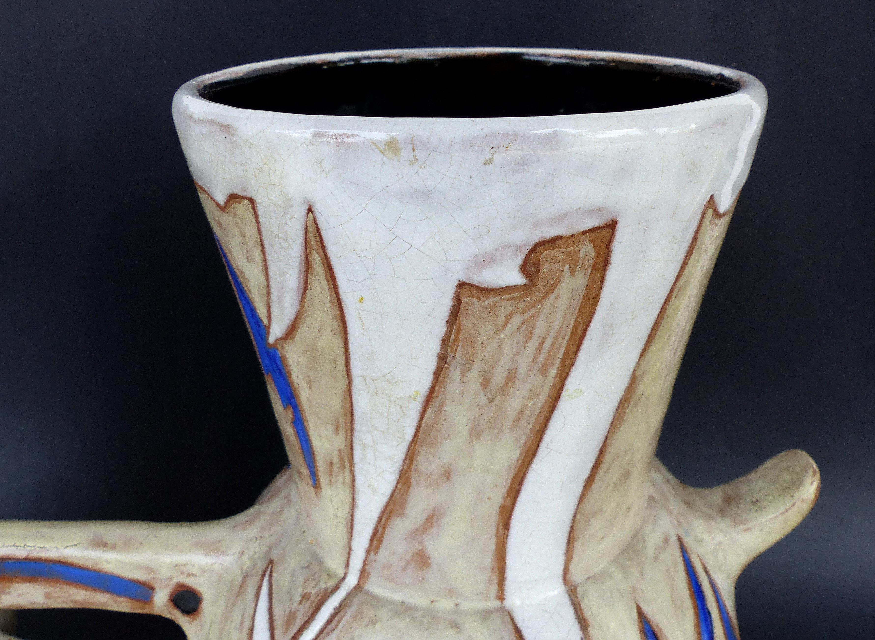 Vase à double pichet en céramique française mi-siècle moderne de Jean Lurcat 2