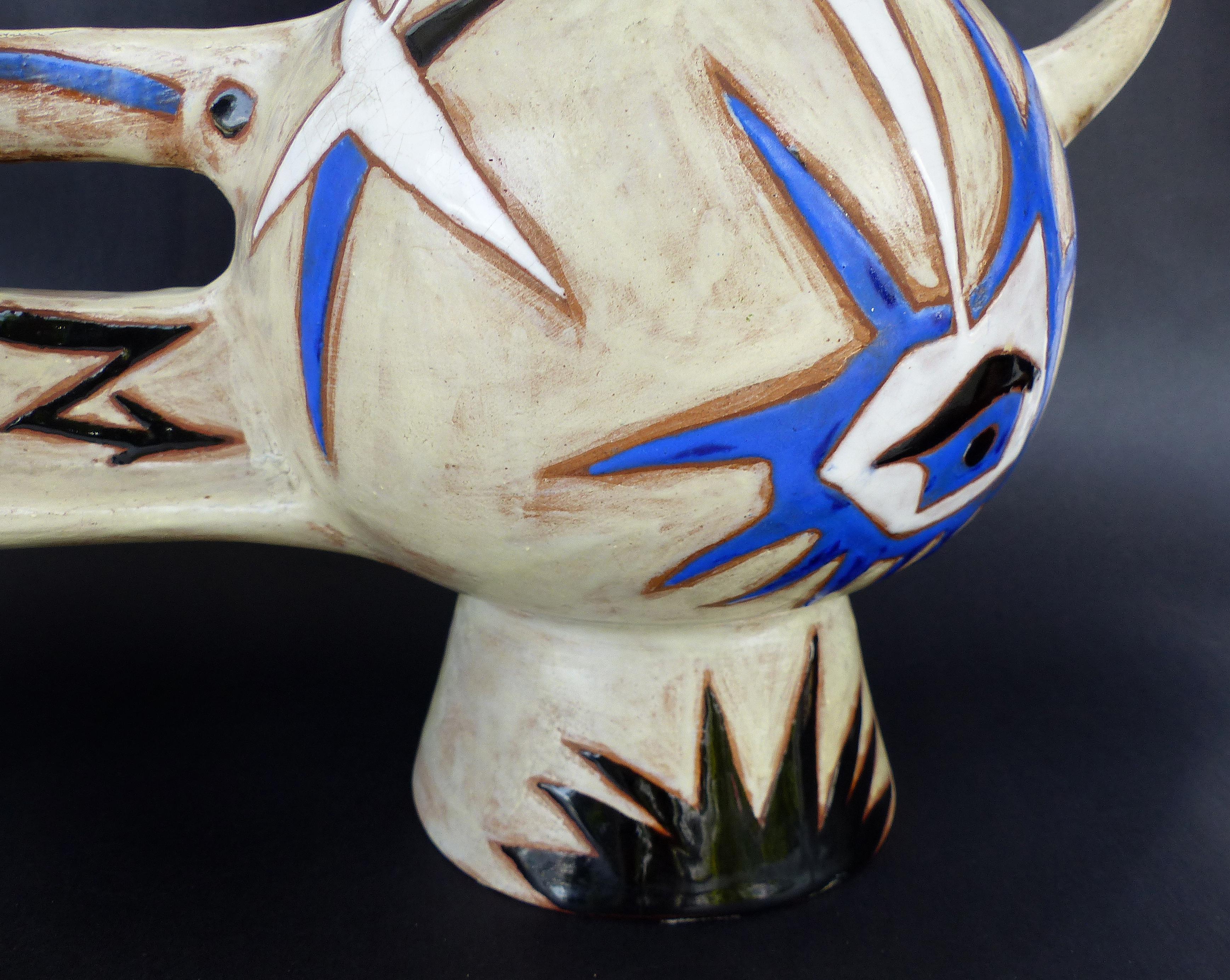 Vase à double pichet en céramique française mi-siècle moderne de Jean Lurcat 6