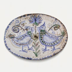 French Ceramic Oval Plate by Gustave Reynaud
