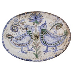 French Ceramic Oval Plate by Gustave Reynaud