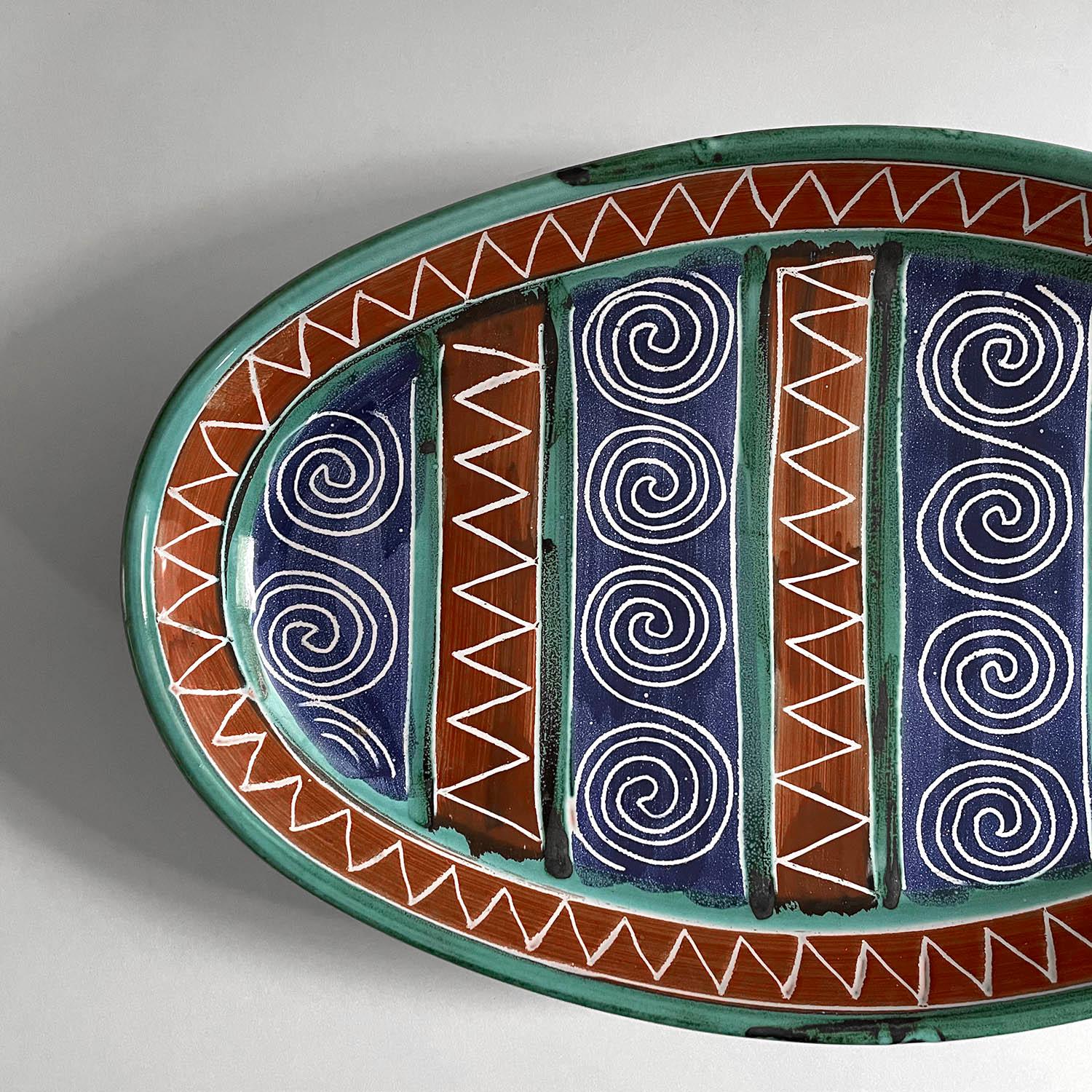 French Ceramic Oval Tray by Robert Picault In Good Condition For Sale In Los Angeles, CA