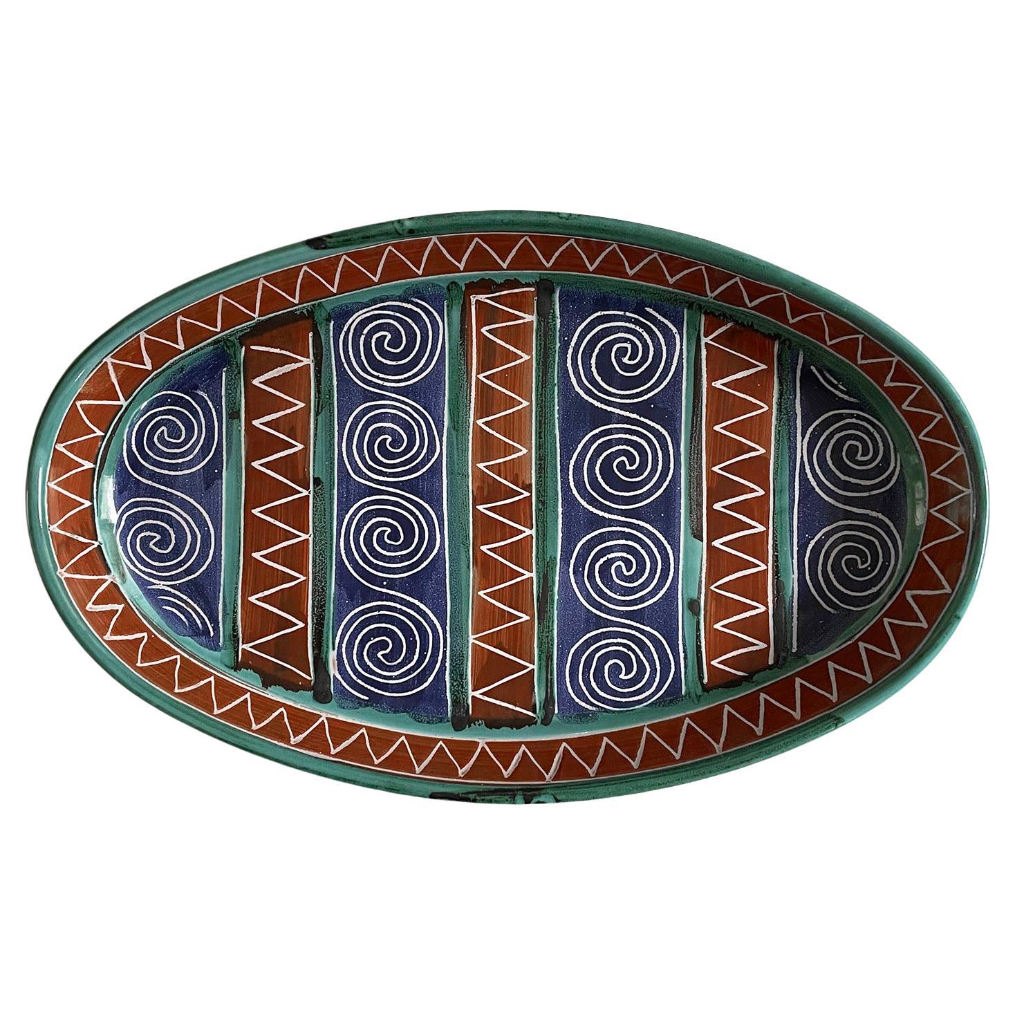 Ovales Tablett aus französischer Keramik von Robert Picault