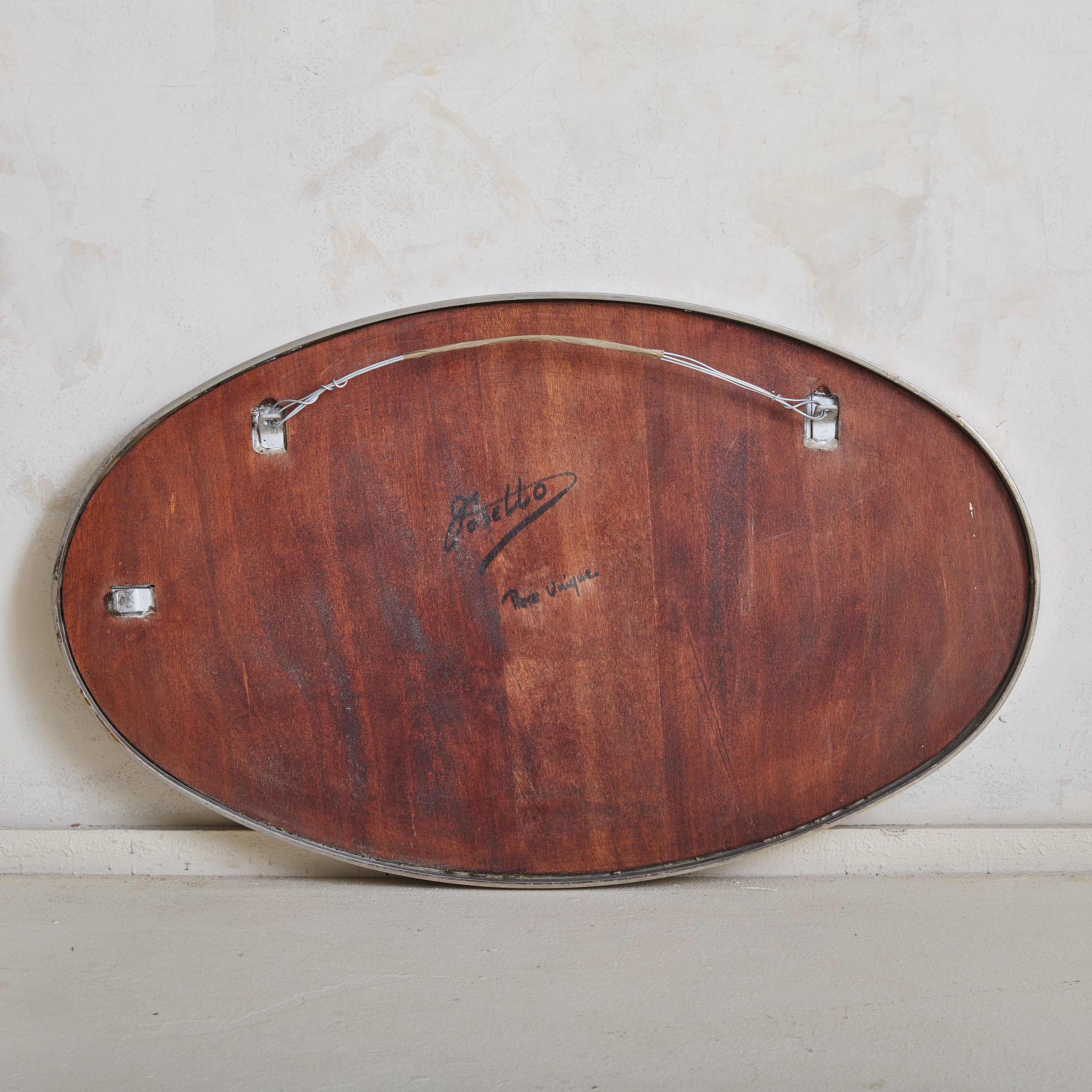 French Ceramic Oval Wall Mirror, 1960s For Sale 5