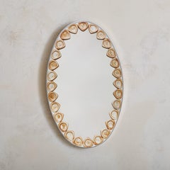 French Ceramic Oval Wall Mirror, 1960s