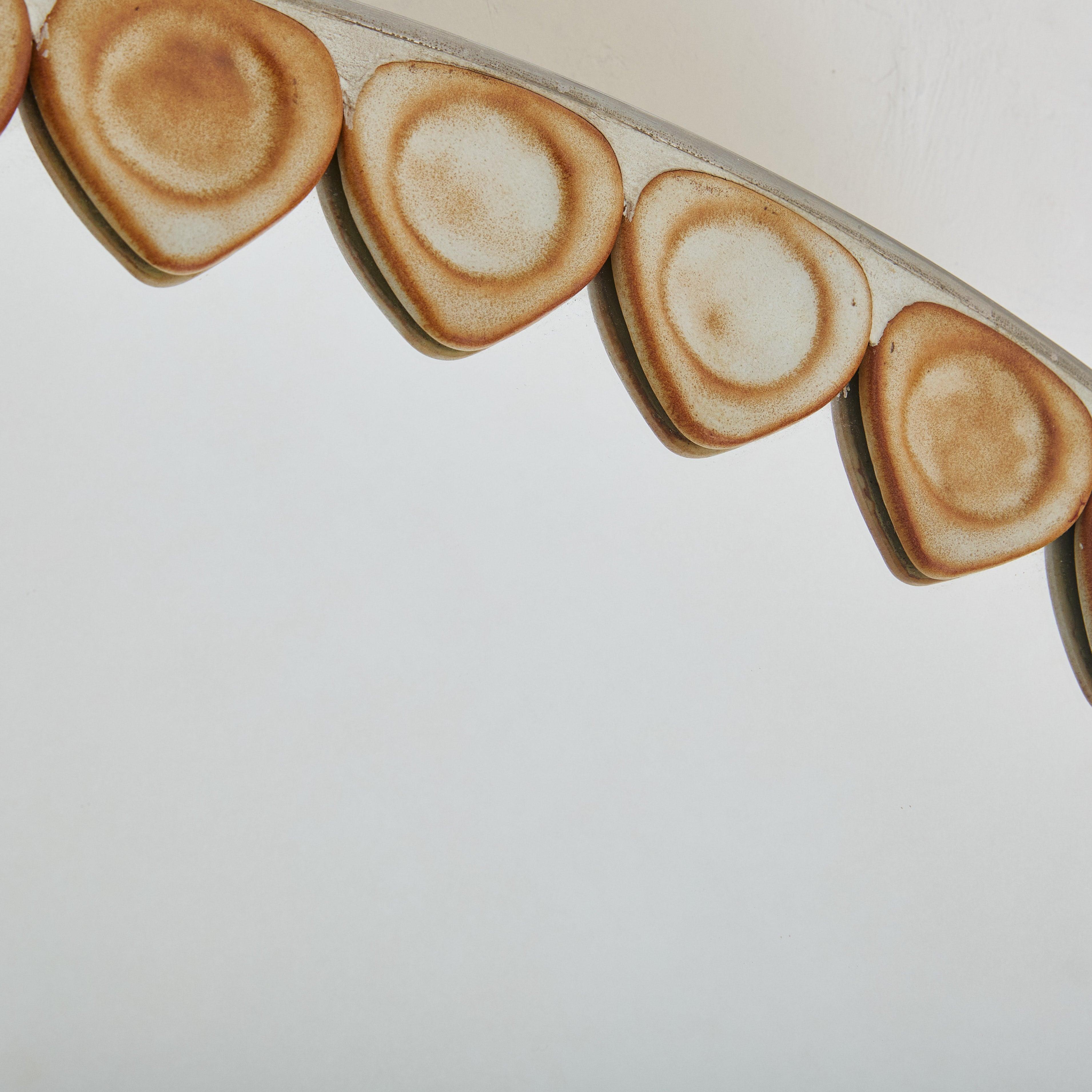 French Ceramic Oval Wall Mirror, 1960s In Good Condition For Sale In Chicago, IL