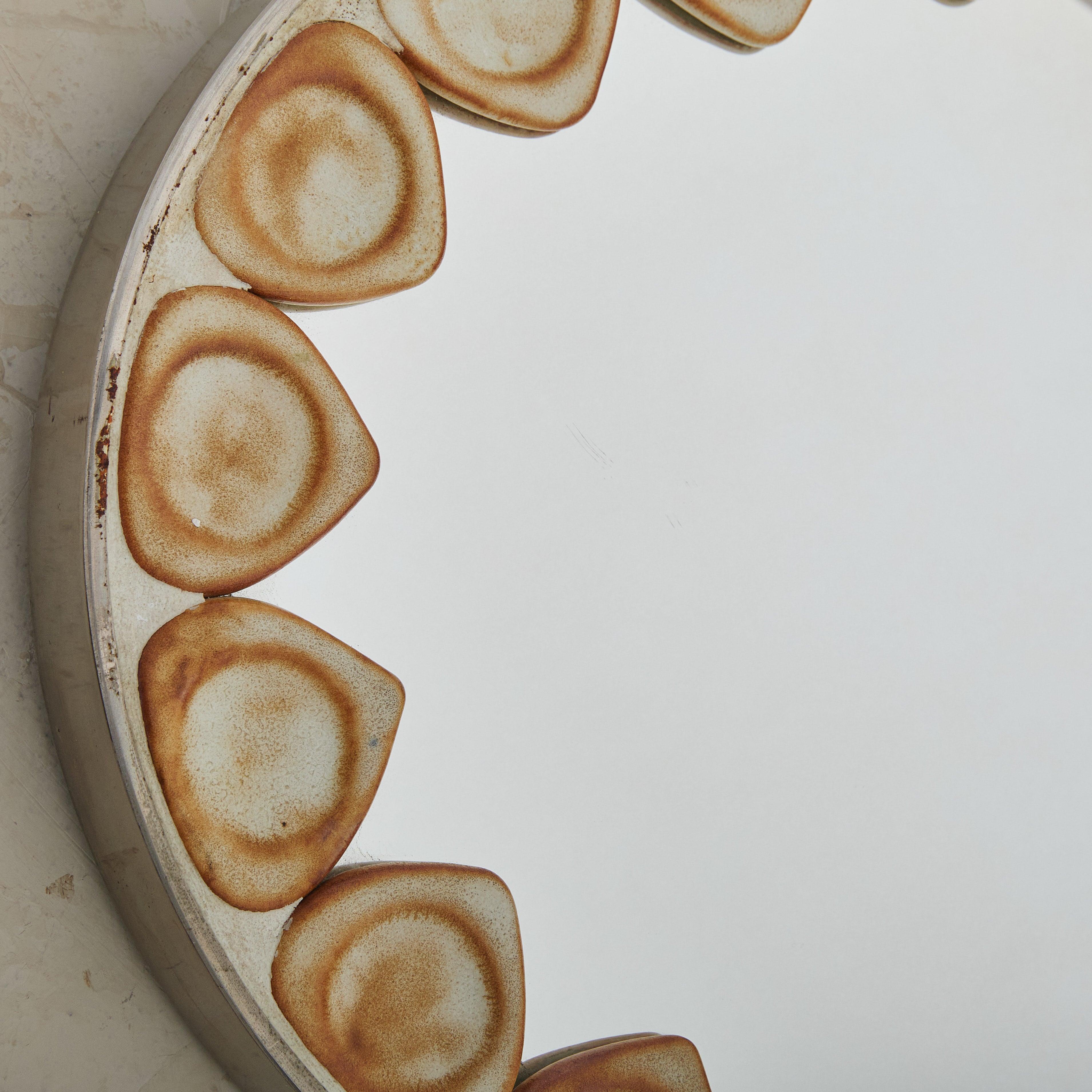 French Ceramic Oval Wall Mirror, 1960s For Sale 1