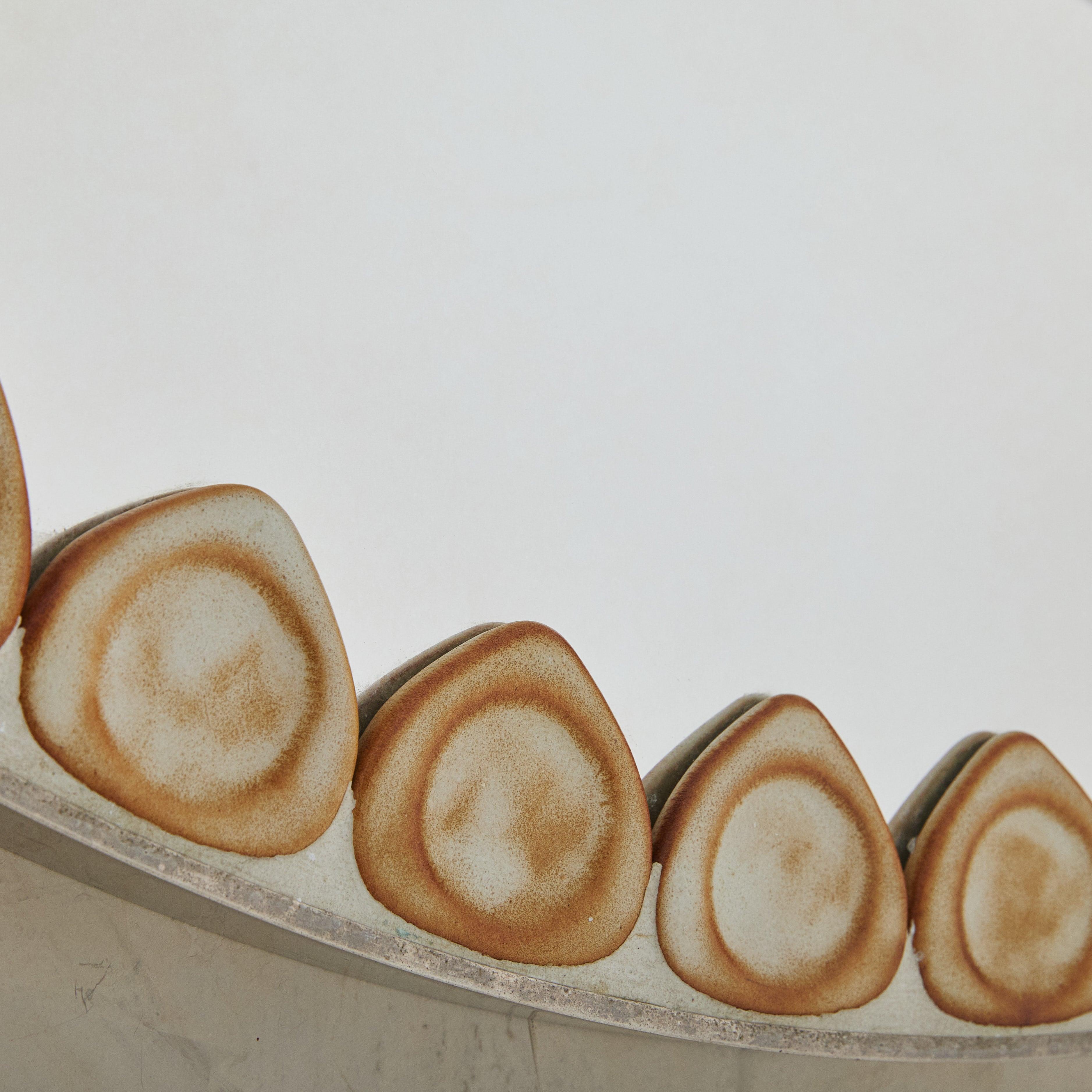 French Ceramic Oval Wall Mirror, 1960s For Sale 4