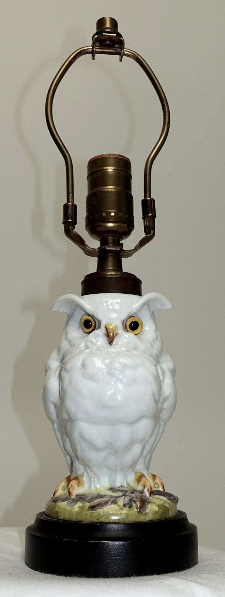 French Ceramic Owl Oil Lamp, circa 1880 at 1stDibs