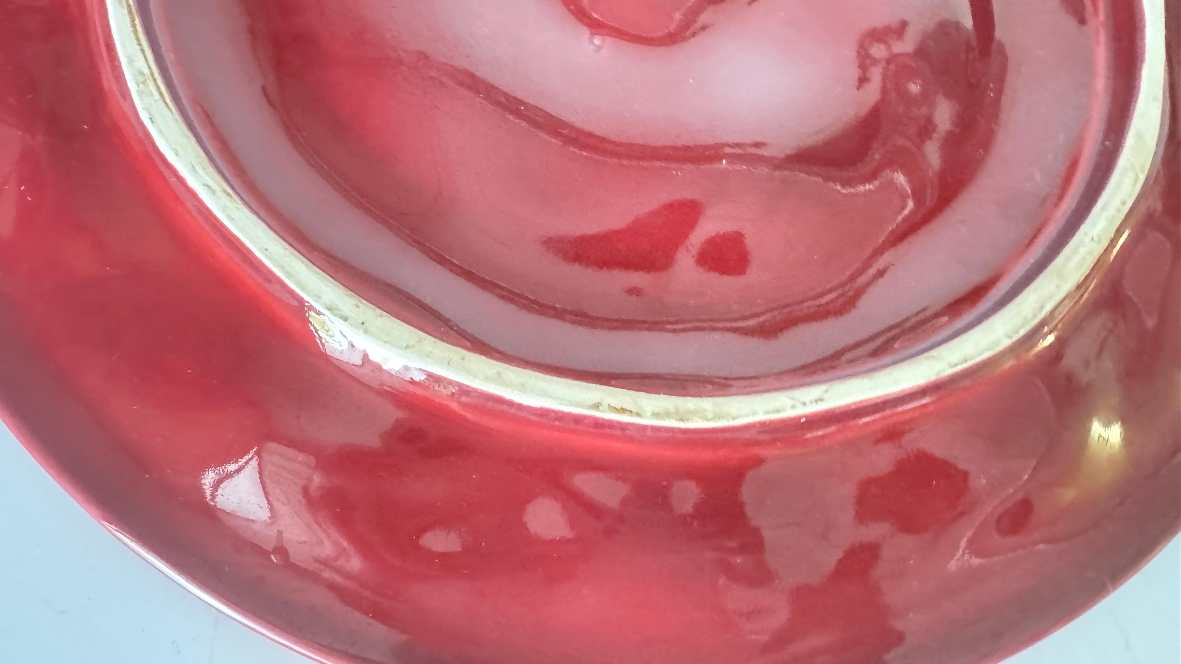 French Ceramic Oyster Plate – Deep Red Glaze – 1960s For Sale 1