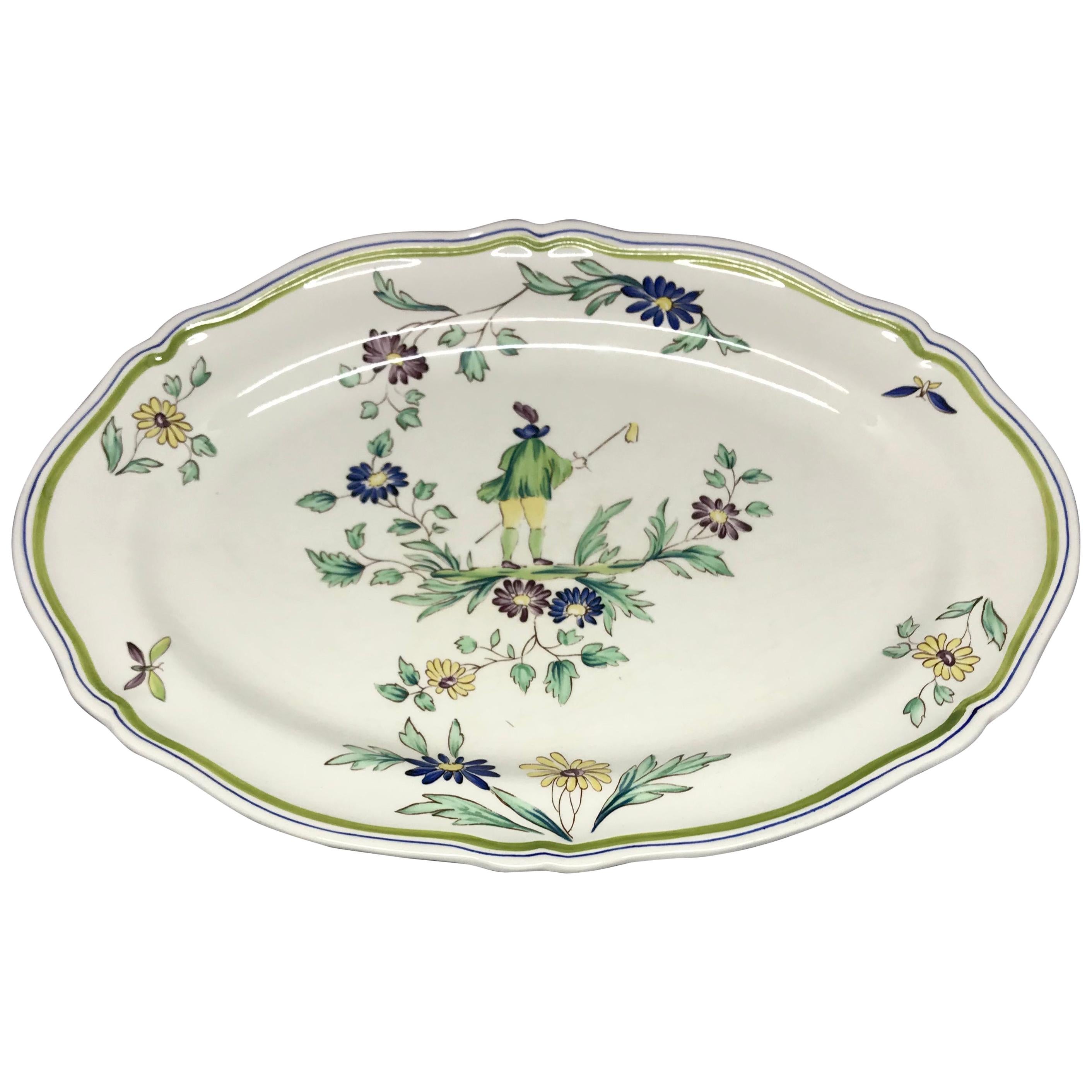 French Ceramic Painted Chinoiserie Platter